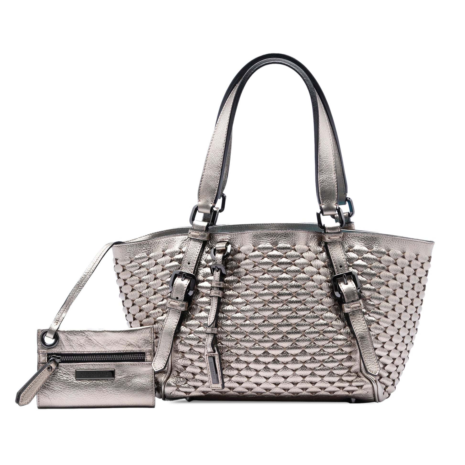 Burberry Metallic Woven Leather Tote