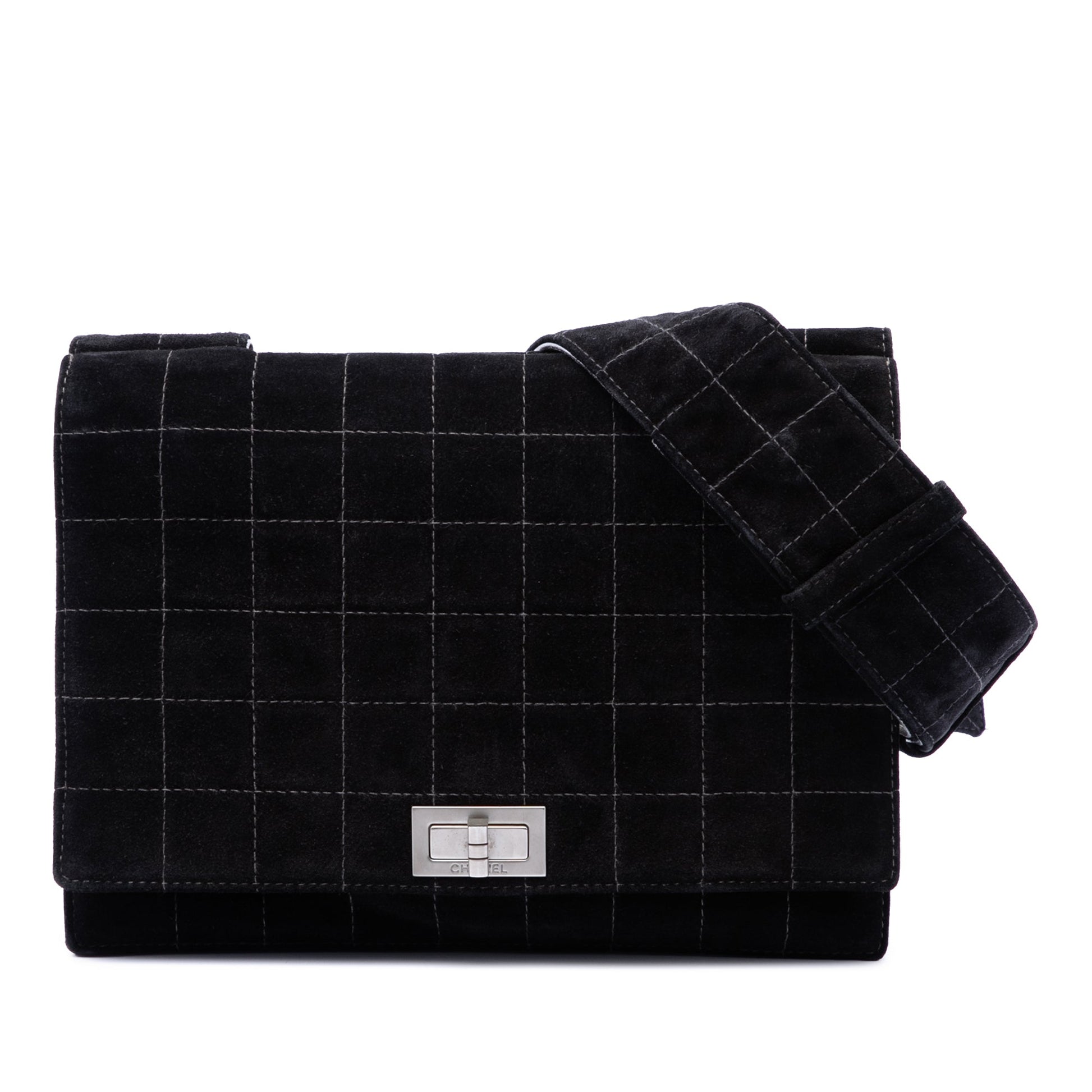 Chanel Chocolate Bar Suede Reissue 2.55 Single Flap