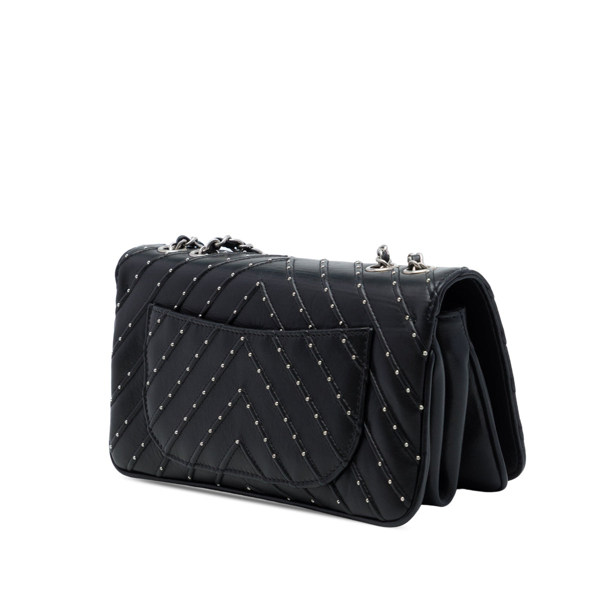 Chanel Chevron Lambskin Stud Wars Full Flap — Black