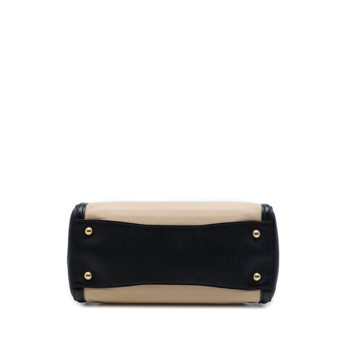 Prada Bicolor Saffiano Cuir Trimmed Canvas Satchel