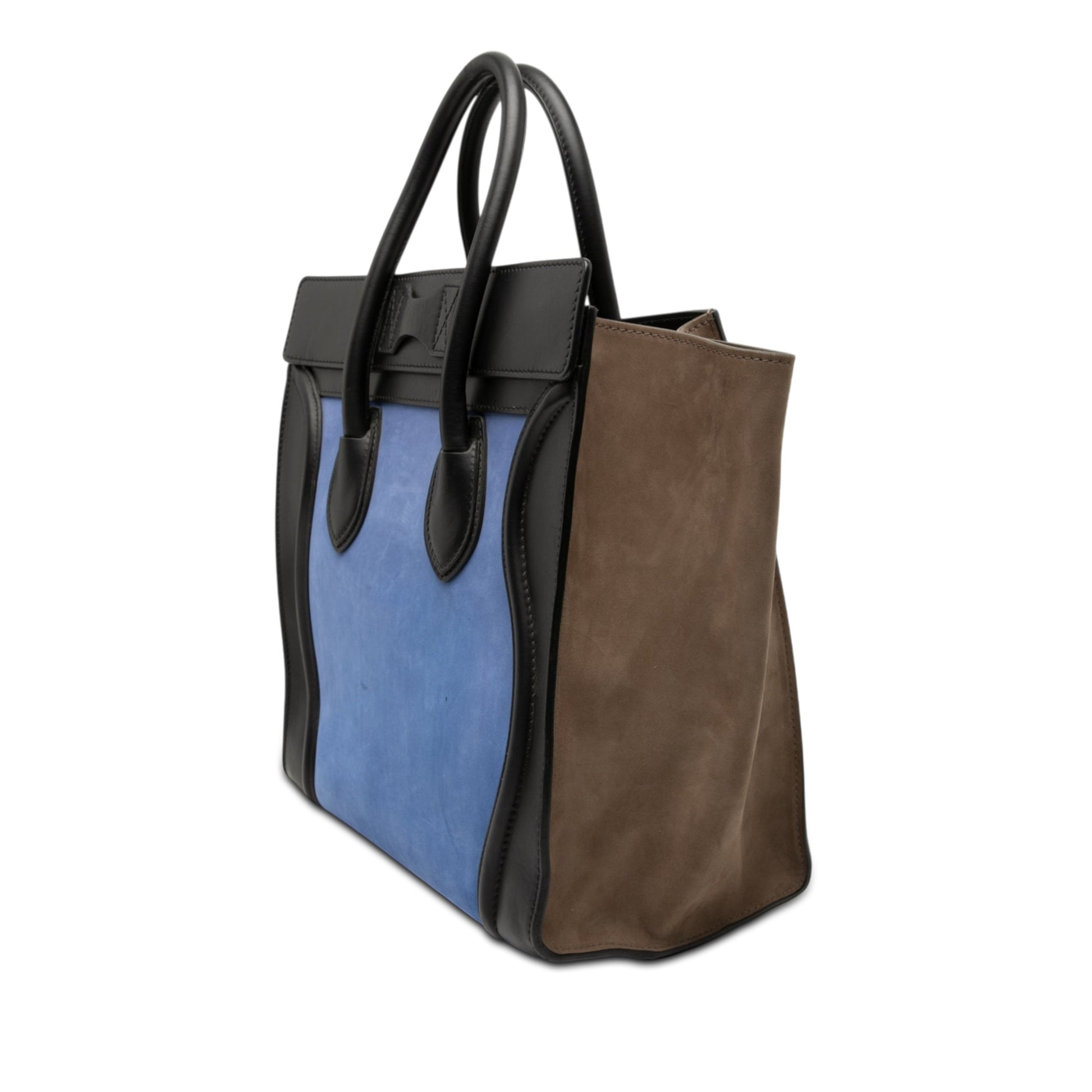 Celine Mini Tricolor Nubuck and Smooth Calfskin Luggage Tote