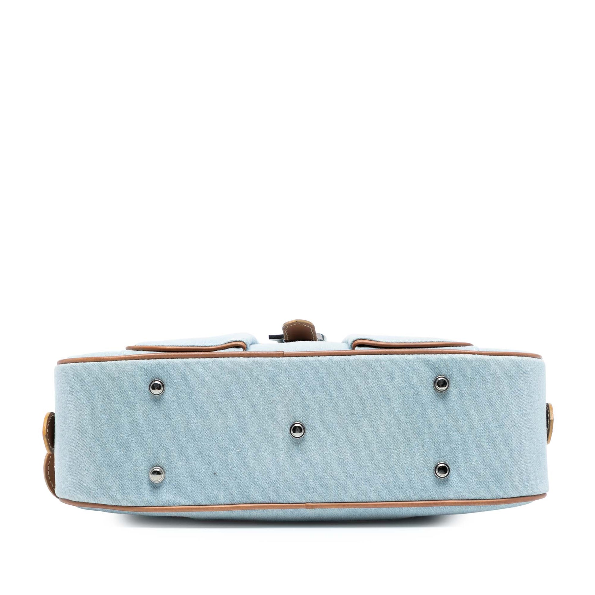 Dior Mini Denim Double Saddle Bowler Bag