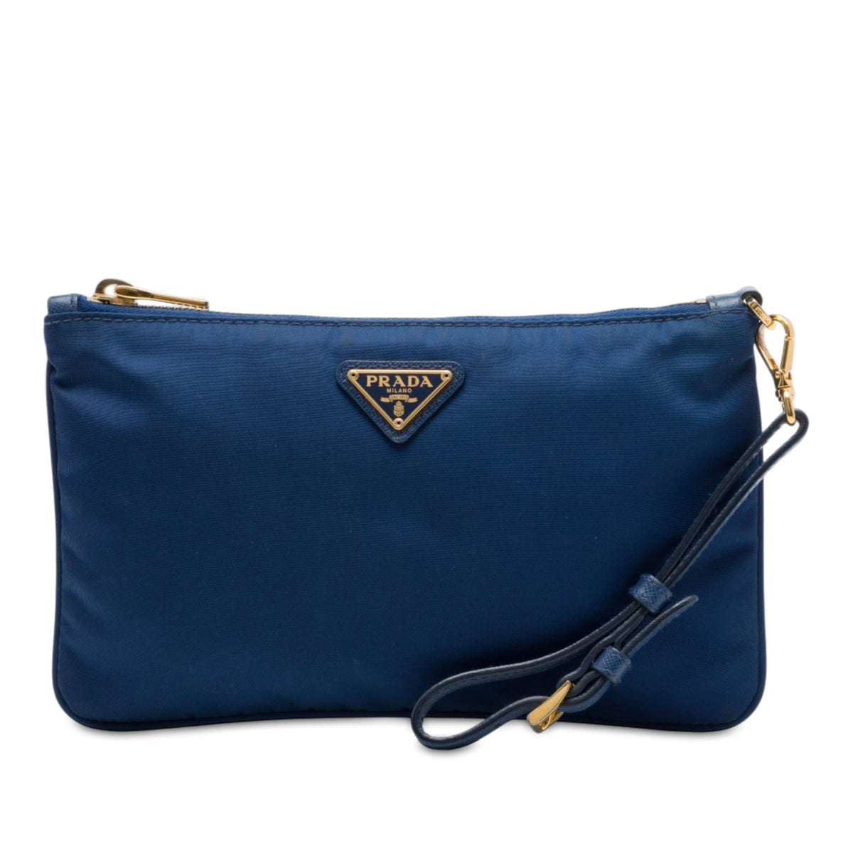 Prada Tessuto Wristlet Clutch — Blue
