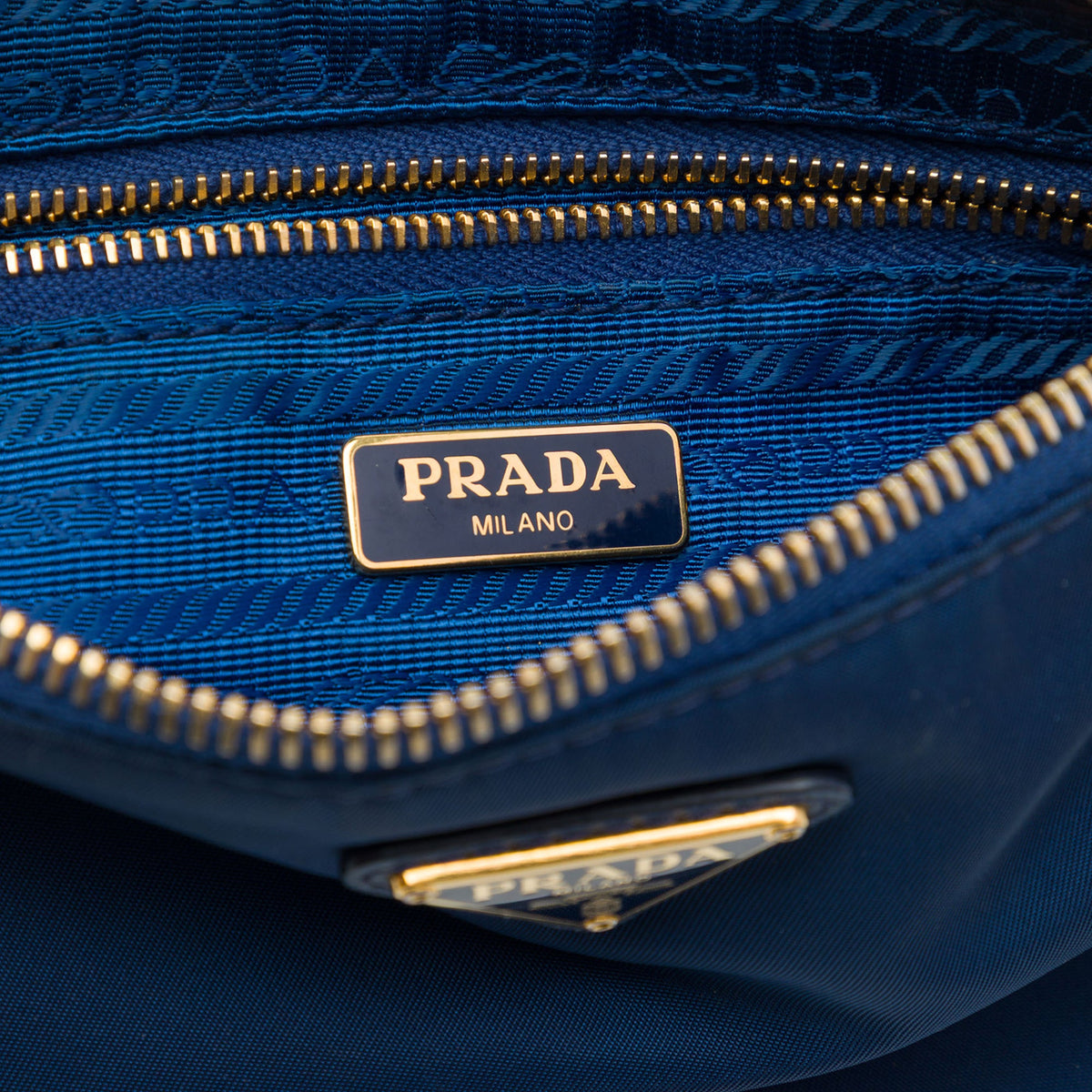 Prada Tessuto Wristlet Clutch — Blue