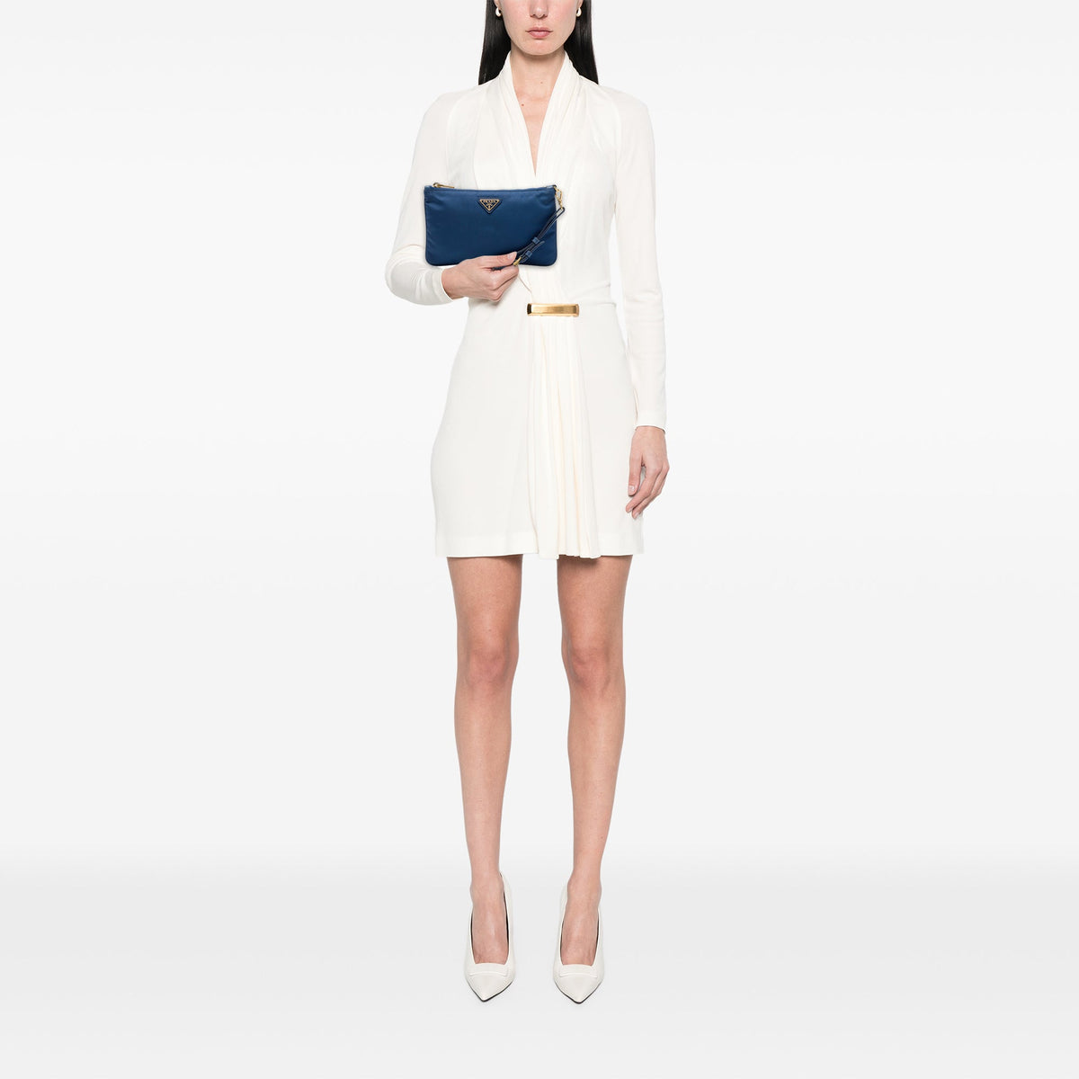 Prada Tessuto Wristlet Clutch — Blue