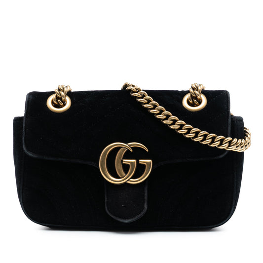 Gucci Small GG Marmont Matelasse Velvet Shoulder Bag