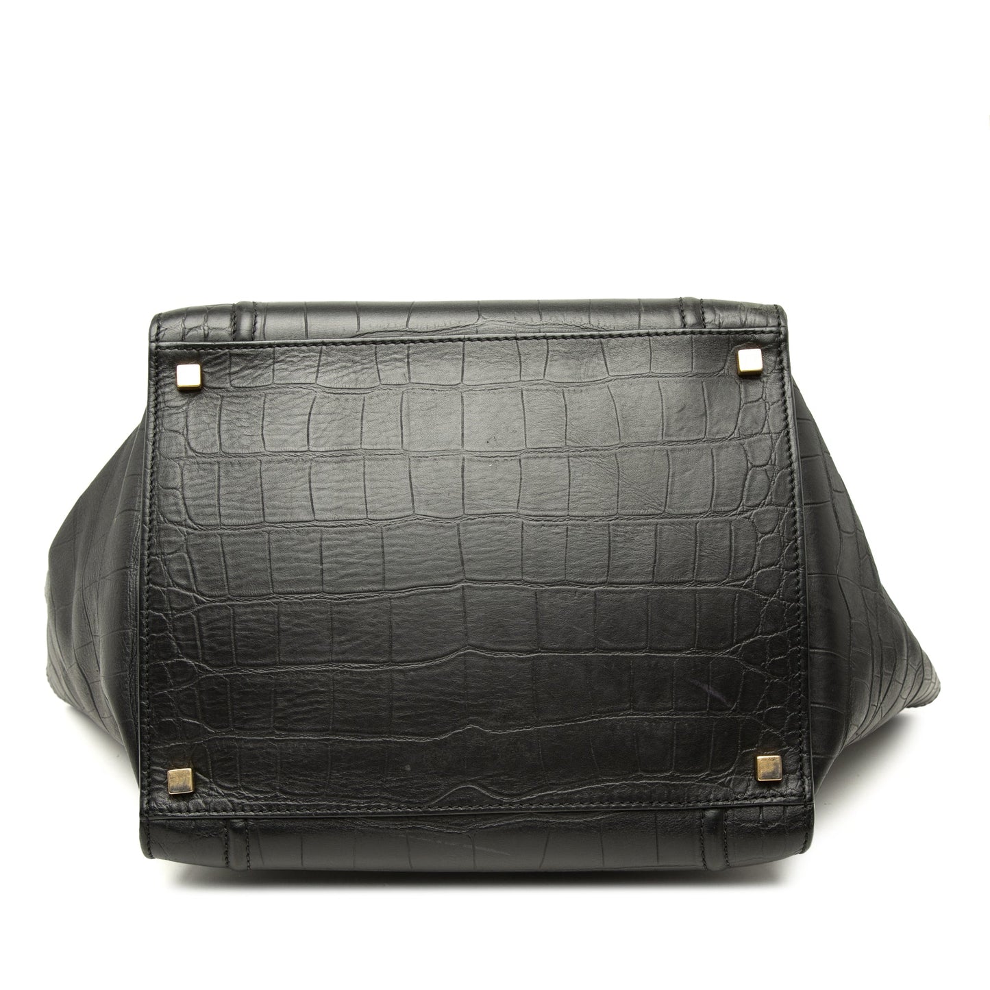 Celine Medium Croc Embossed Leather Luggage Phantom Tote