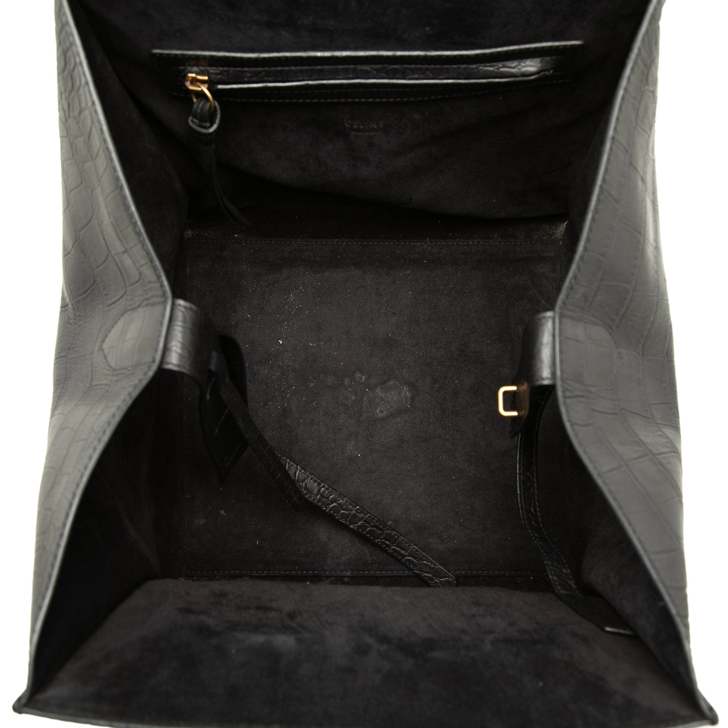 Celine Medium Croc Embossed Leather Luggage Phantom Tote