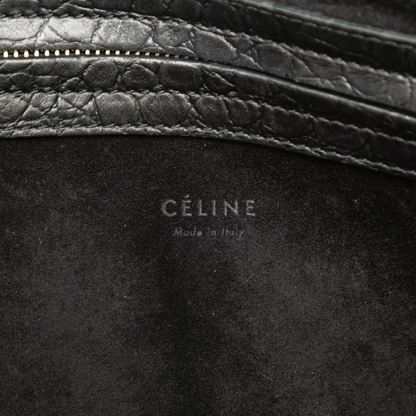 Celine Medium Croc Embossed Leather Luggage Phantom Tote