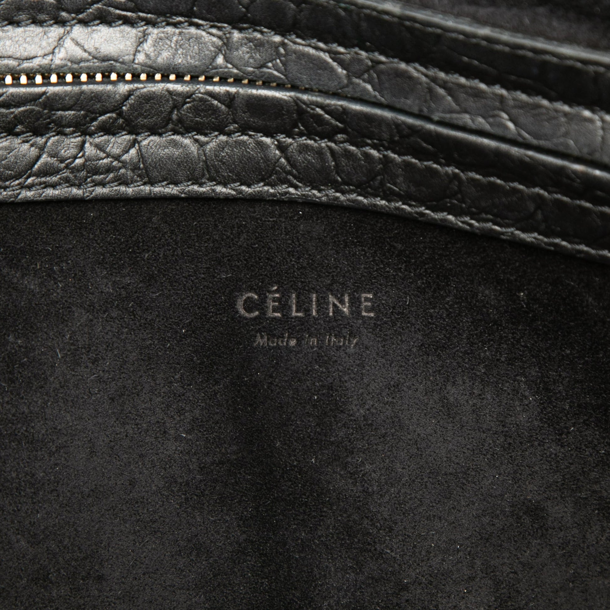Celine Medium Croc Embossed Leather Luggage Phantom Tote