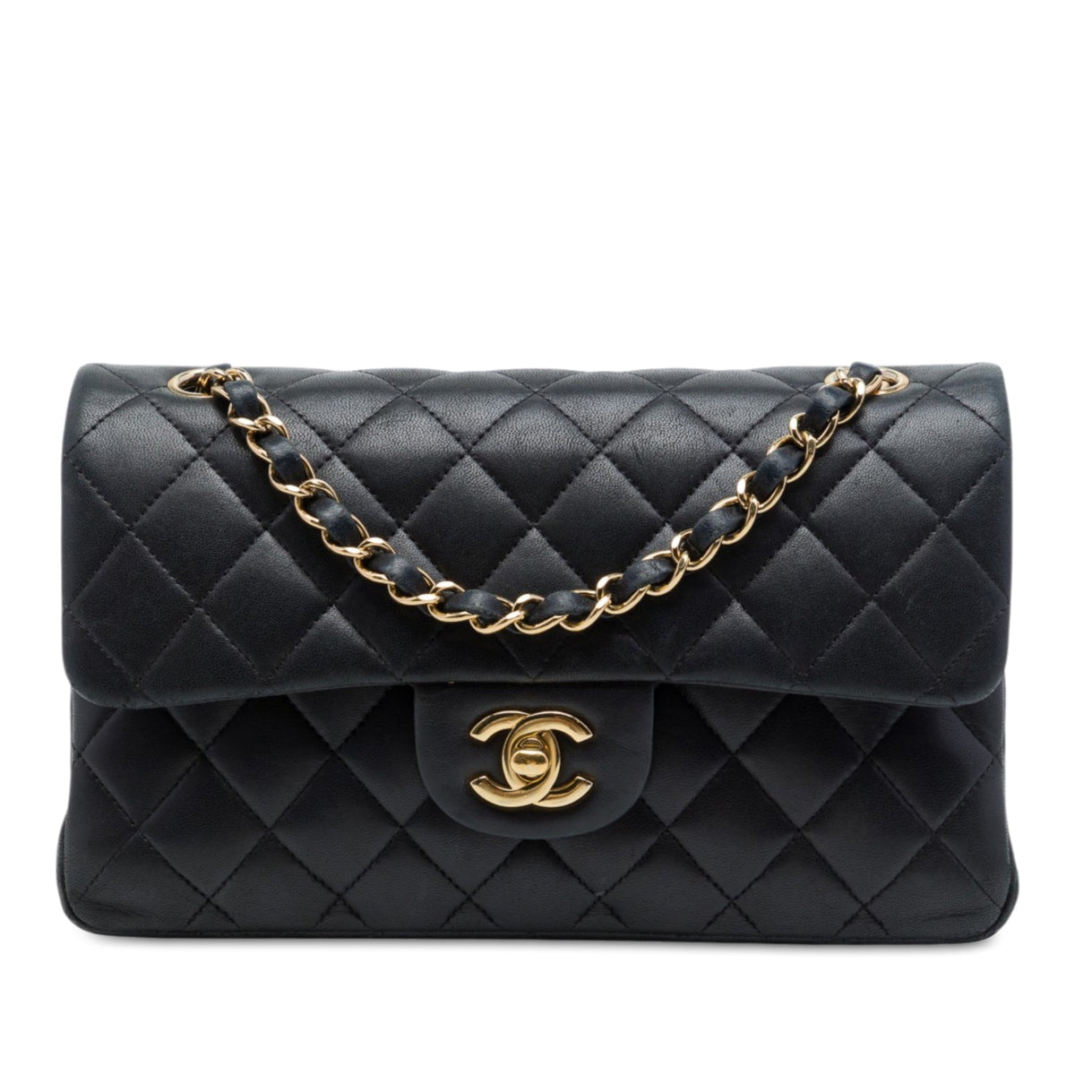 Chanel Small Classic Lambskin Double Flap — Black