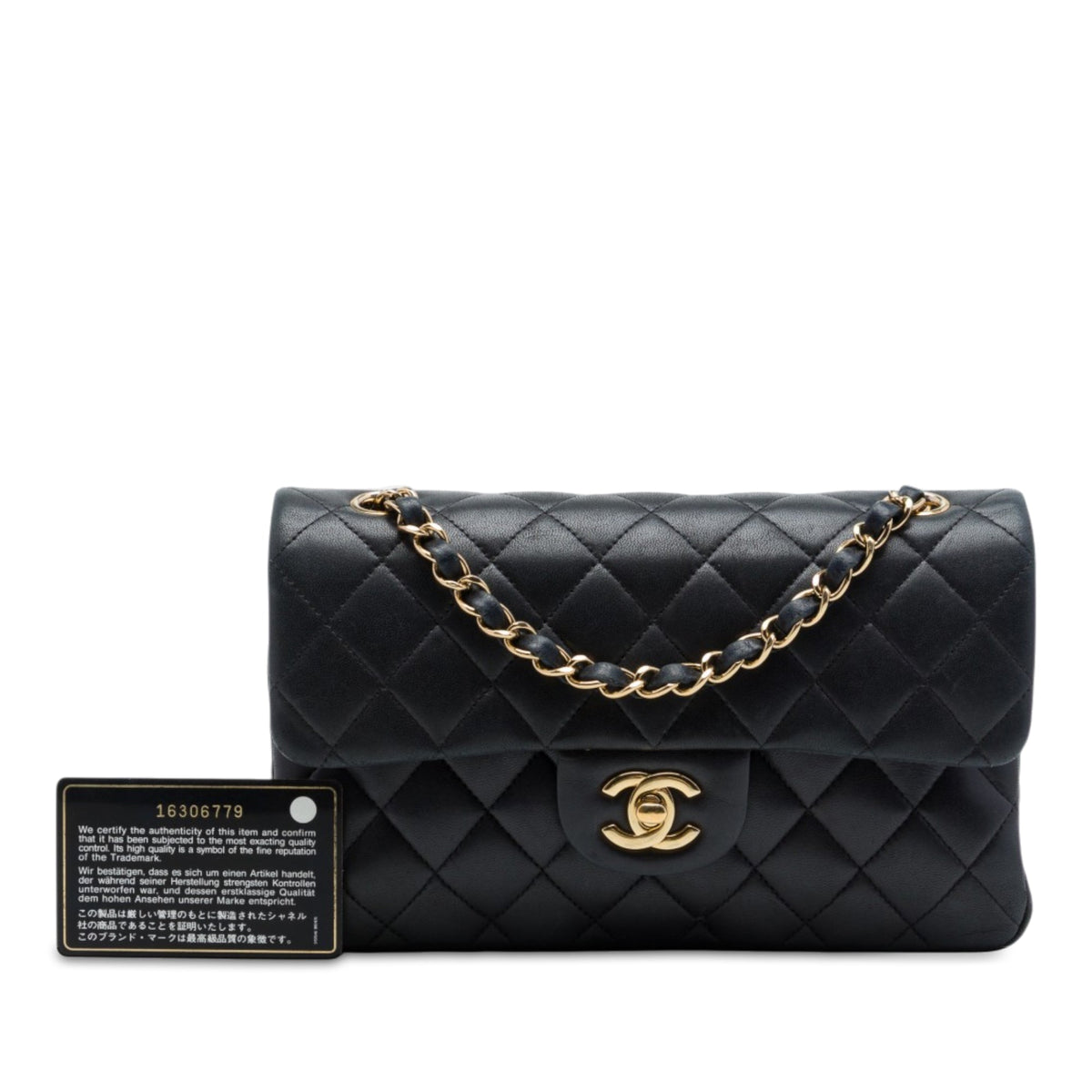 Chanel Small Classic Lambskin Double Flap — Black