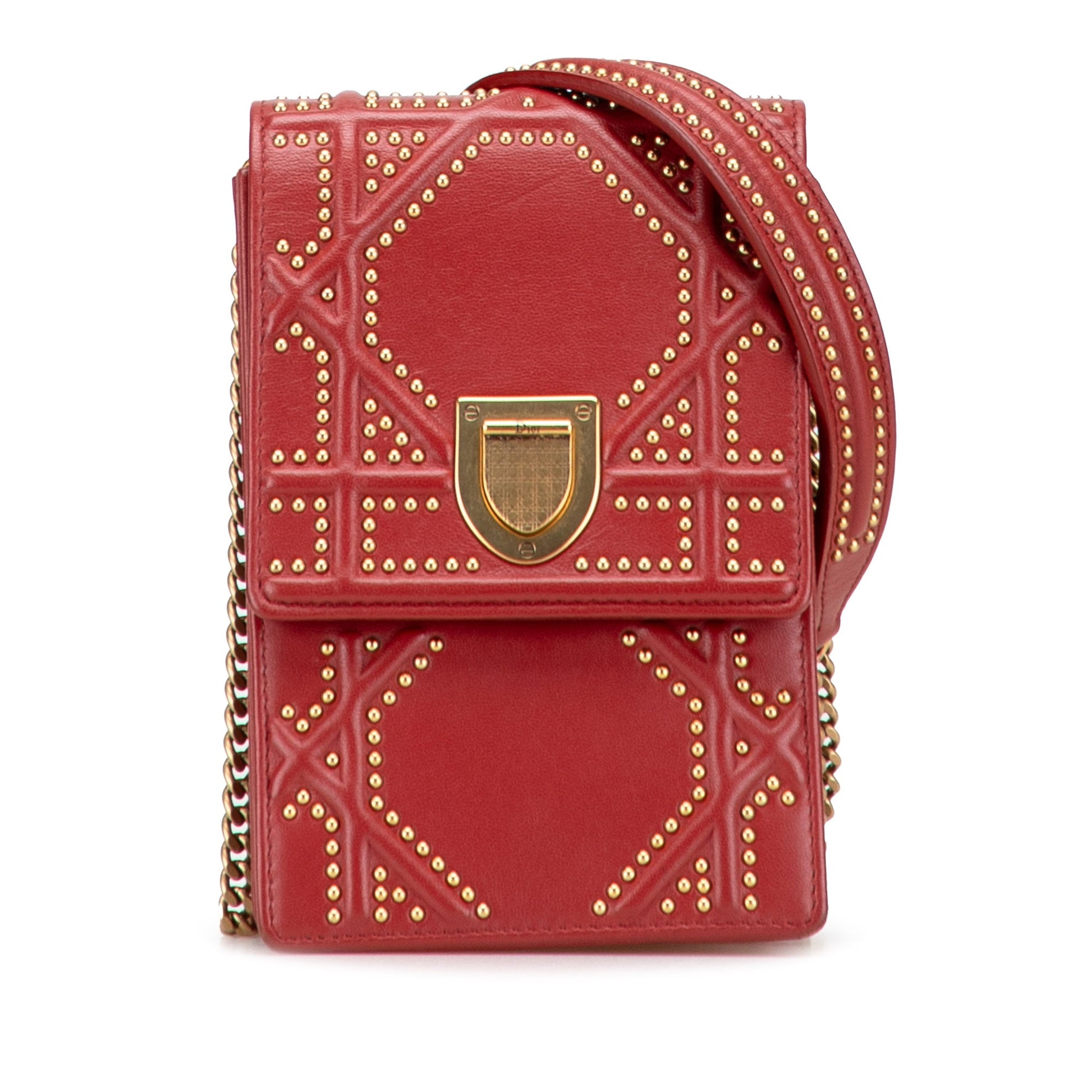 Dior Studded Lambskin Vertical Diorama Crossbody