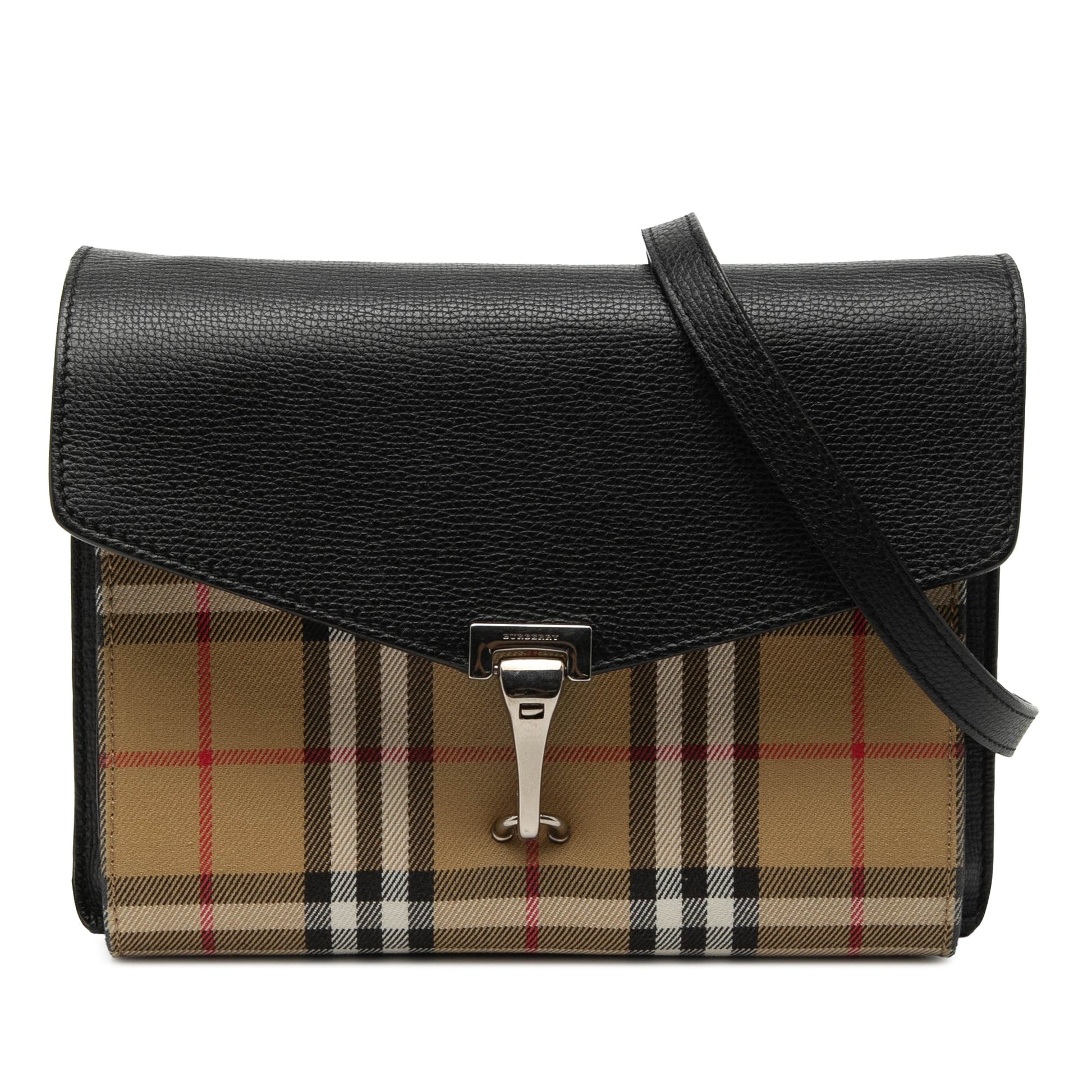 Burberry Small Leather and House Check Canvas Derby Macken Crossbody
