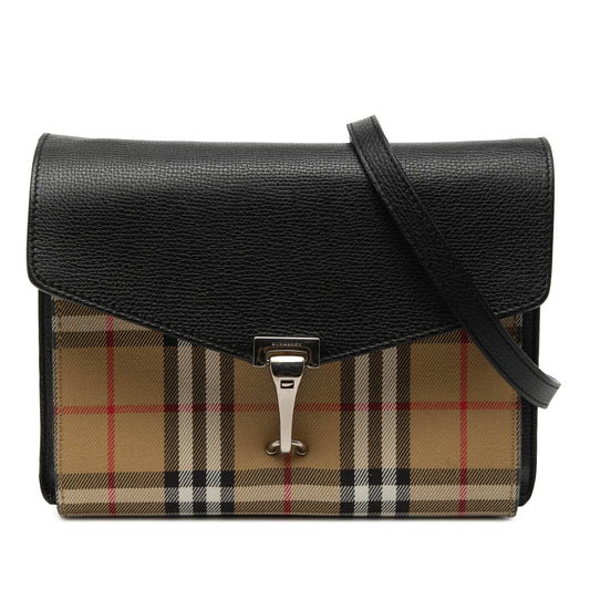 Burberry Small Leather and House Check Canvas Derby Macken Crossbody