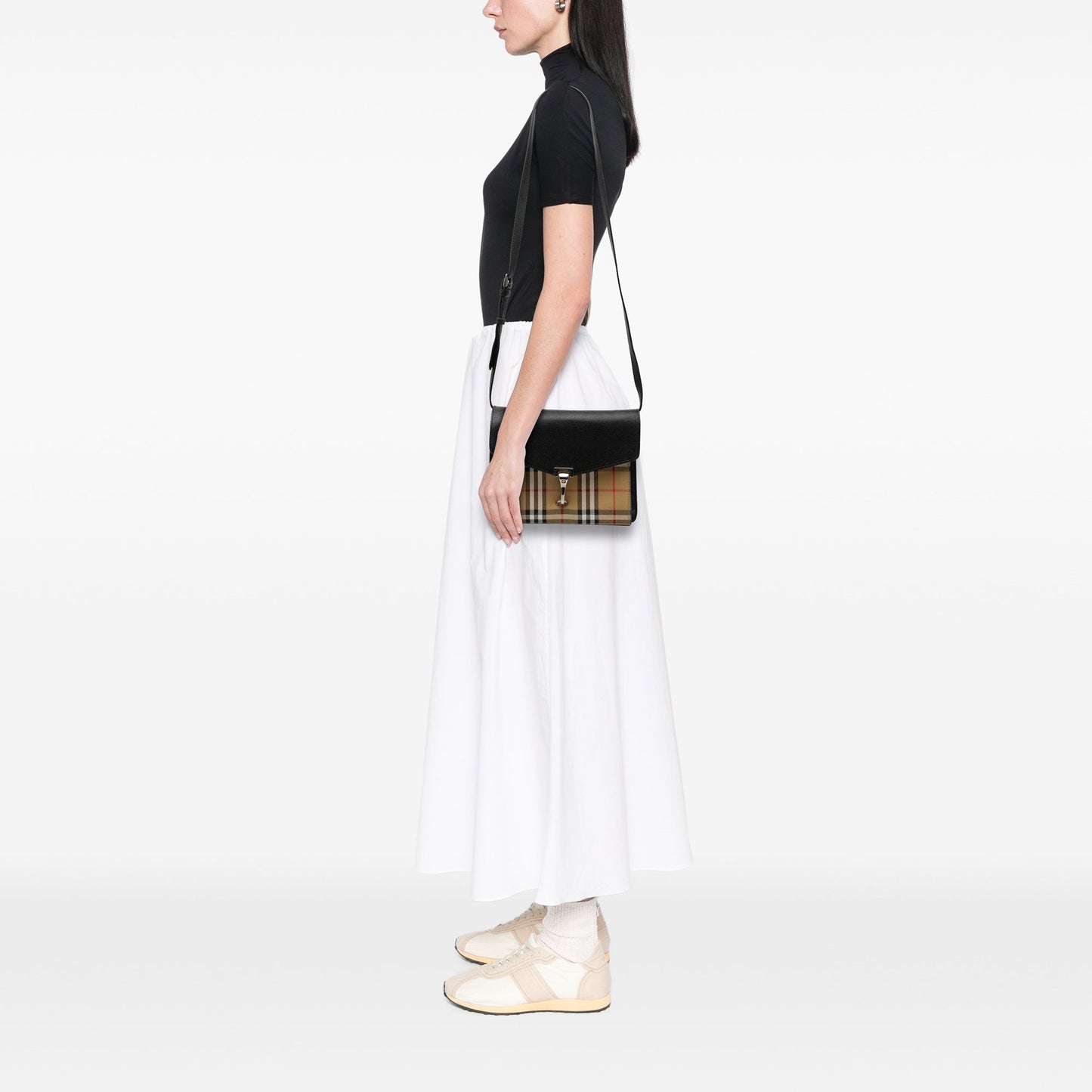 Burberry Small Leather and House Check Canvas Derby Macken Crossbody