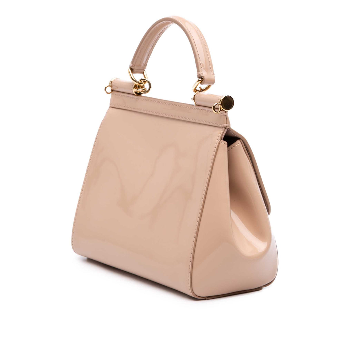 Dolce & Gabbana Small Patent Miss Sicily Satchel — Brown
