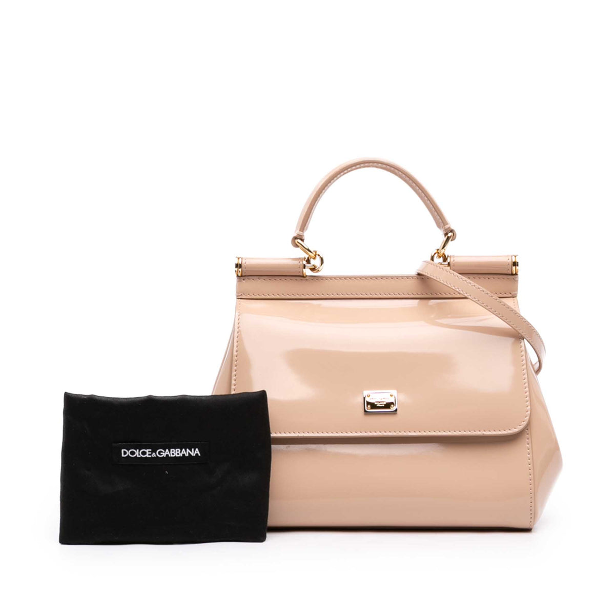 Dolce & Gabbana Small Patent Miss Sicily Satchel — Brown