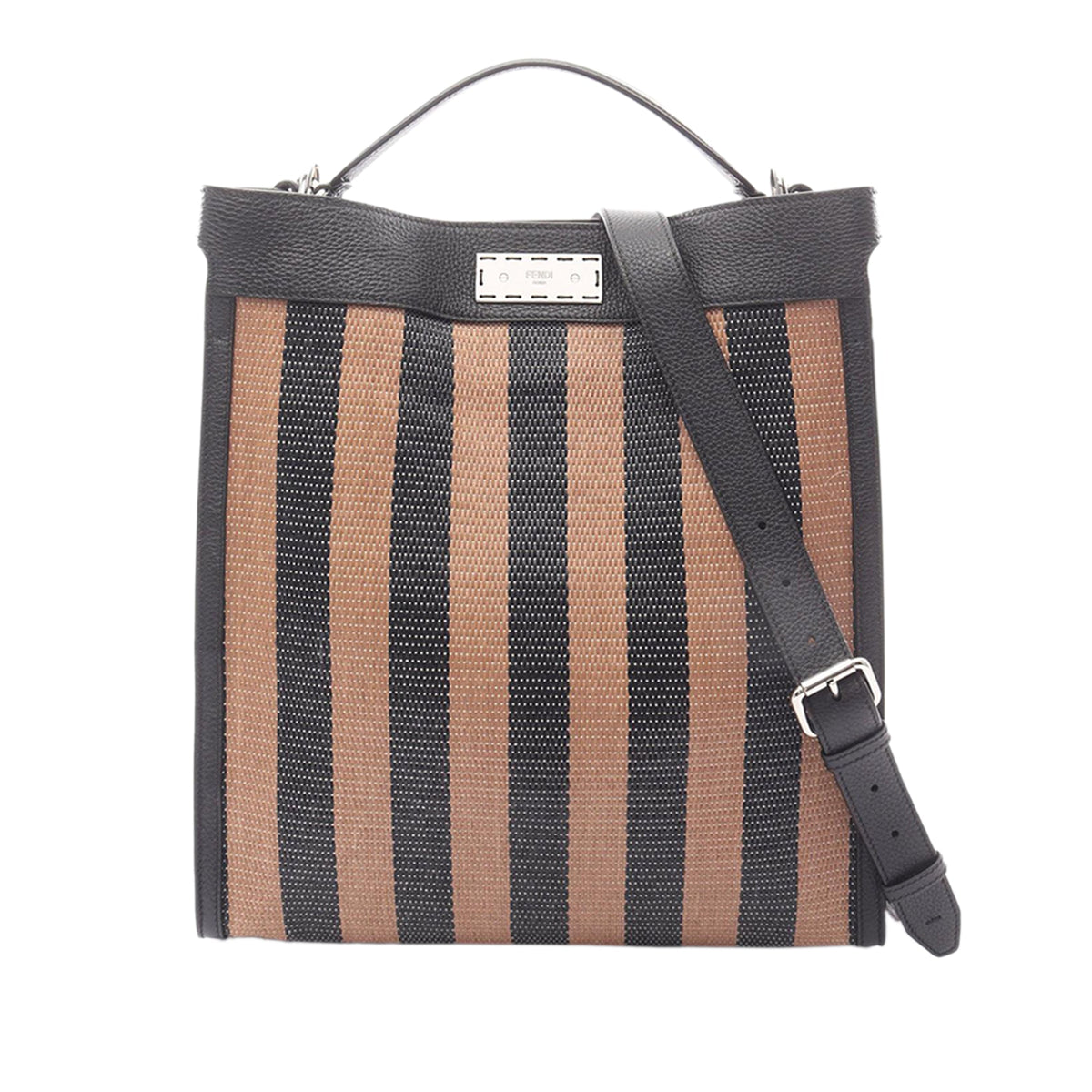 Fendi Raffia Peekaboo X-Lite Fit Satchel