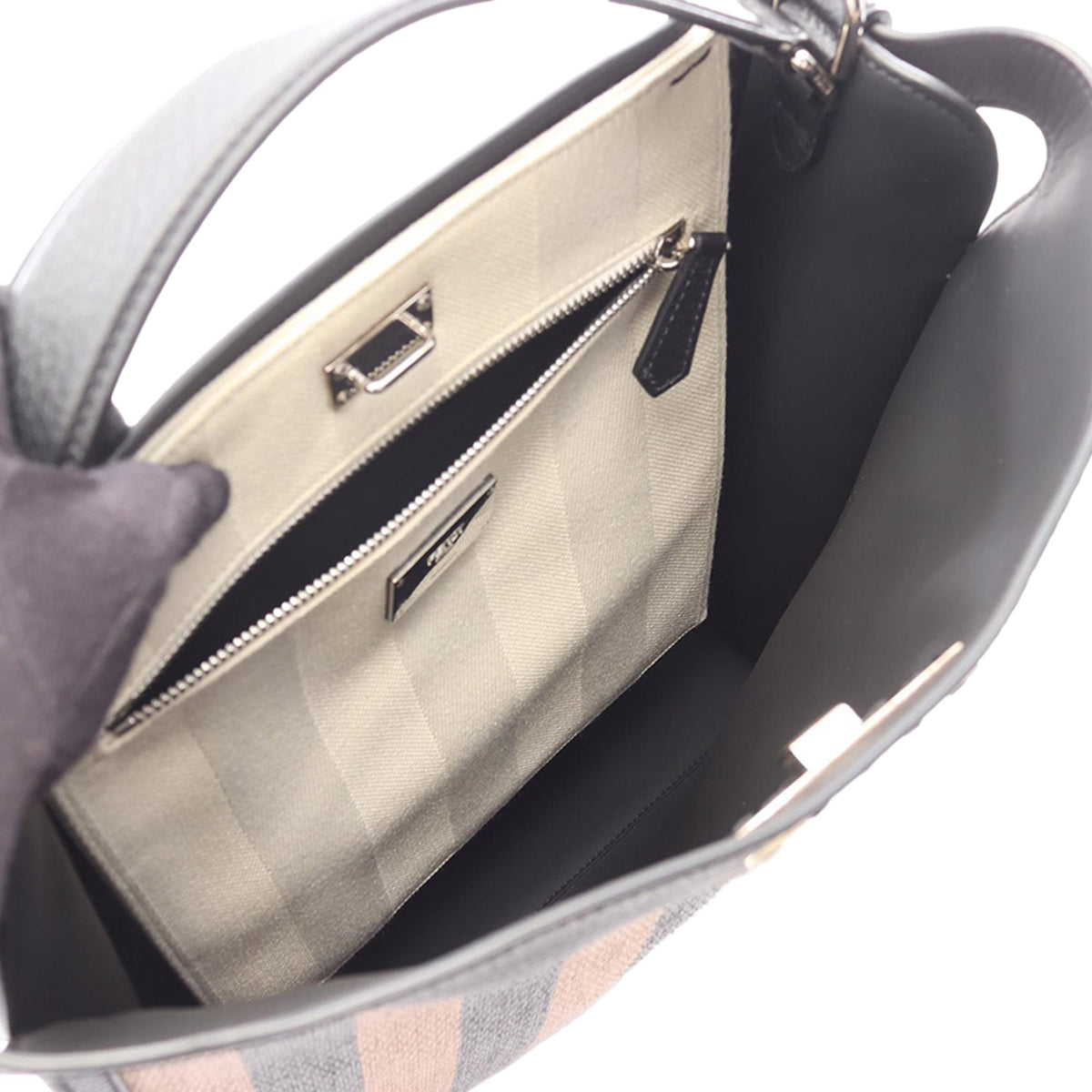 Fendi Raffia Peekaboo X-Lite Fit Satchel