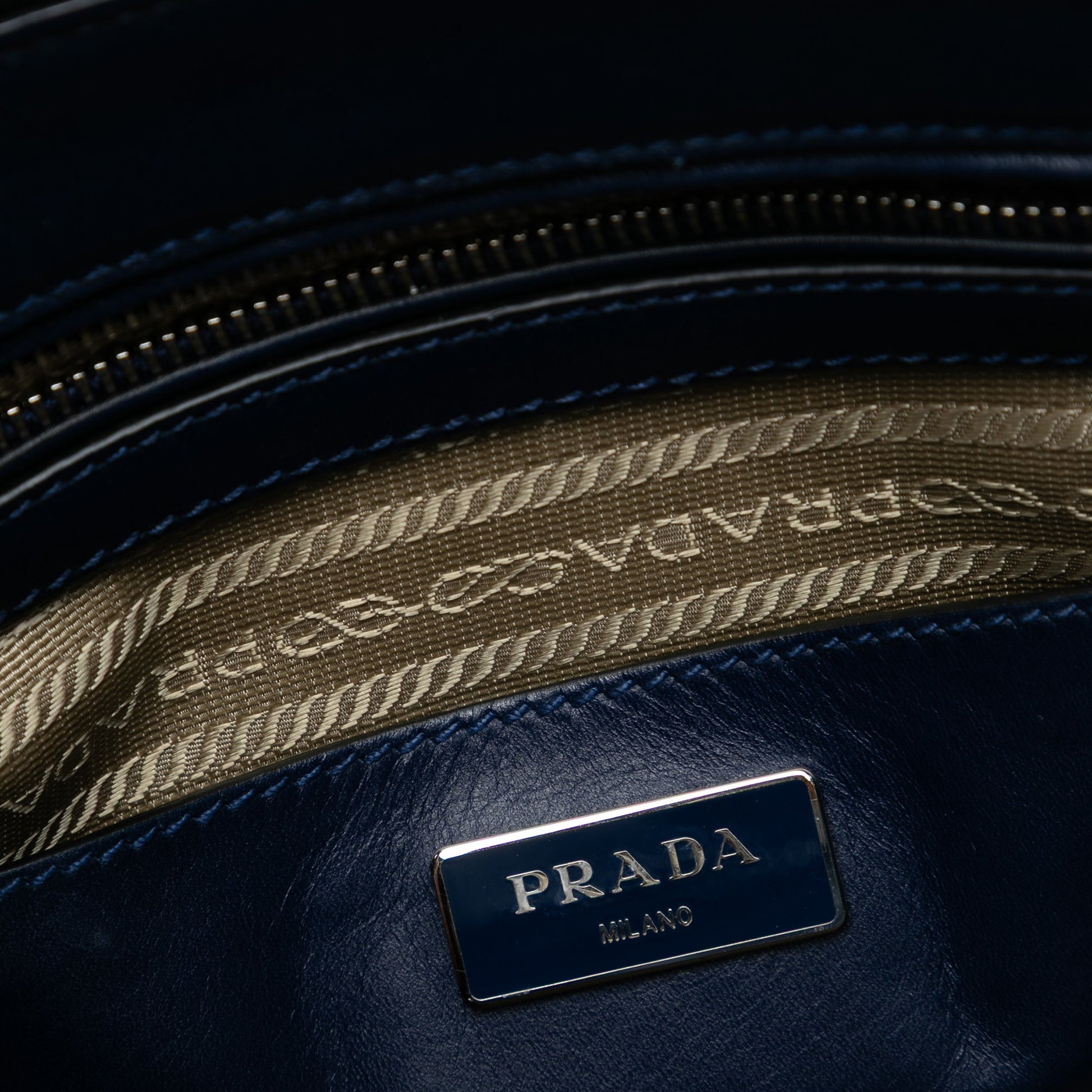 Prada Small Canvas and City Calf Hand Stitched Galleria Double Zip Satchel