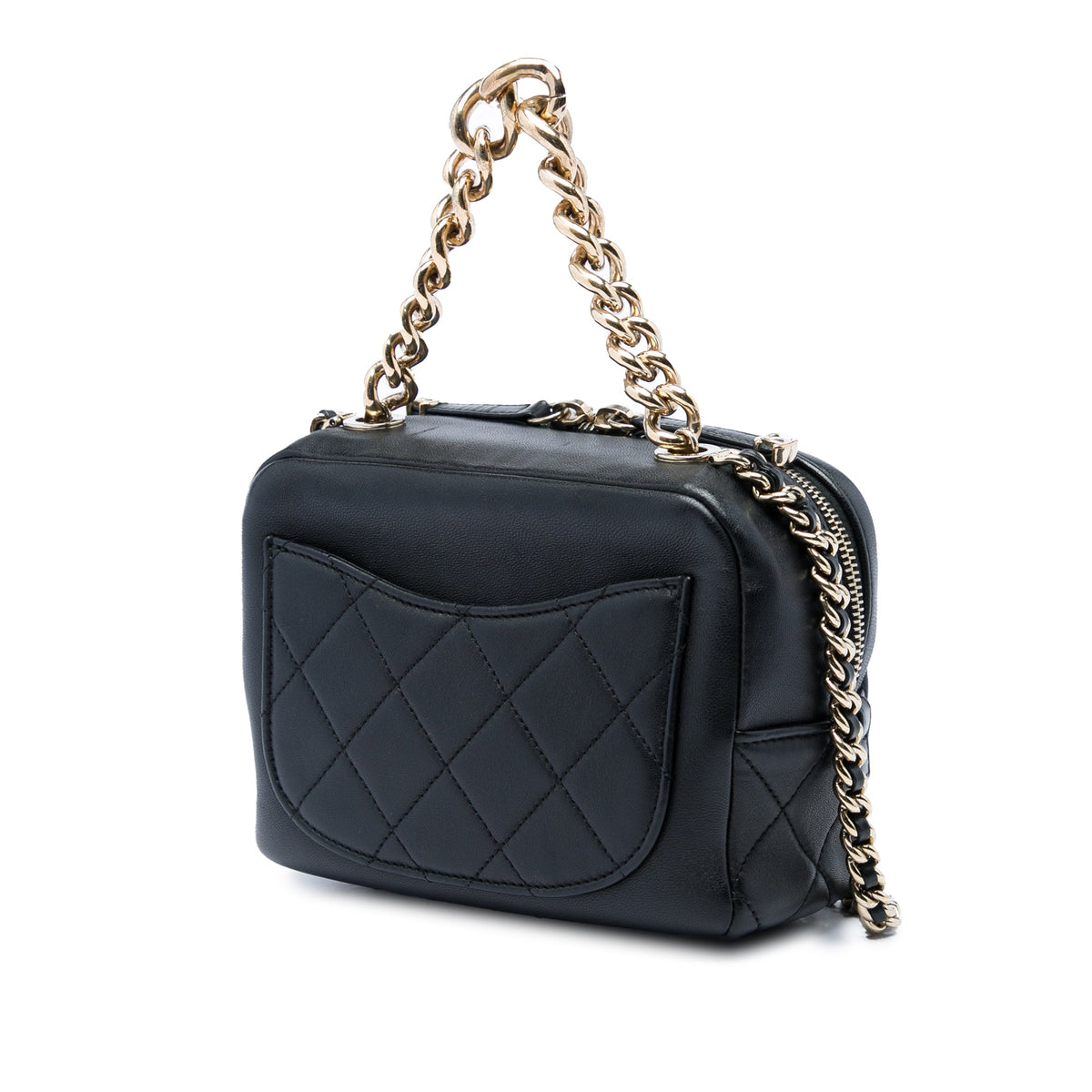Chanel Quilted Lambskin Studded Beauty Begins Camera Bag — Black