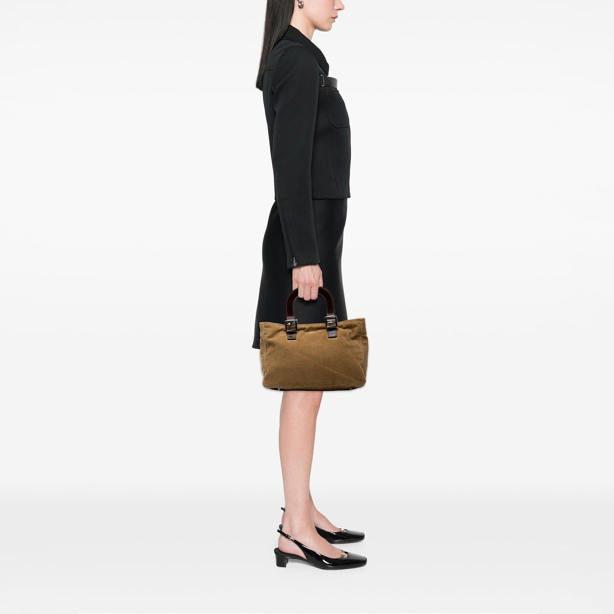 Fendi Corduroy Handbag — Brown