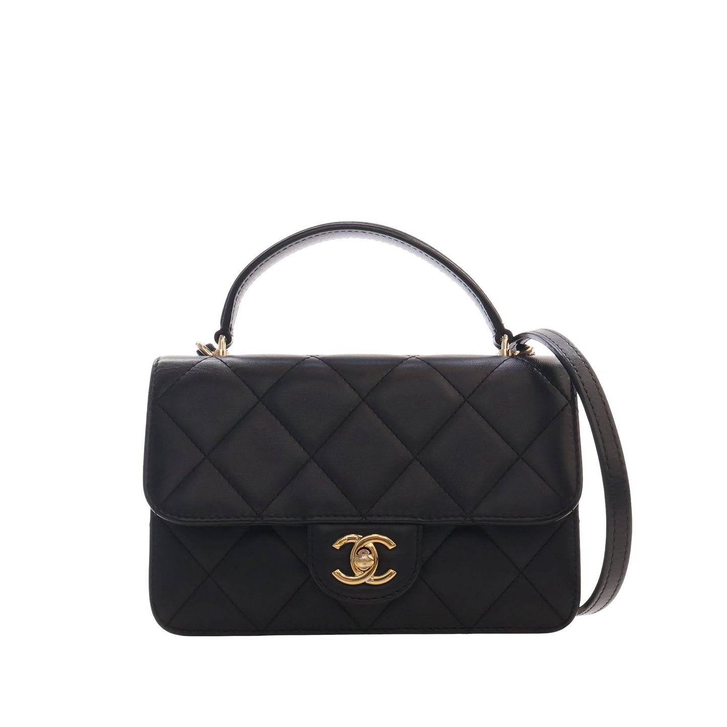 Chanel Mini Quilted Lambskin Top Handle Flap