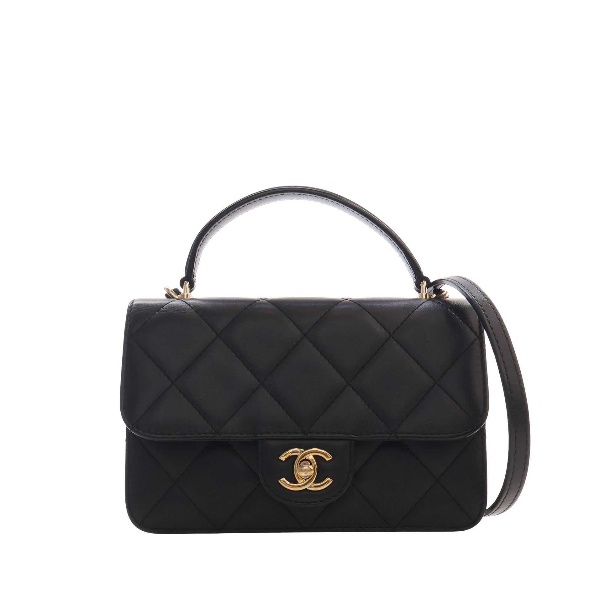 Chanel Mini Quilted Lambskin Top Handle Flap