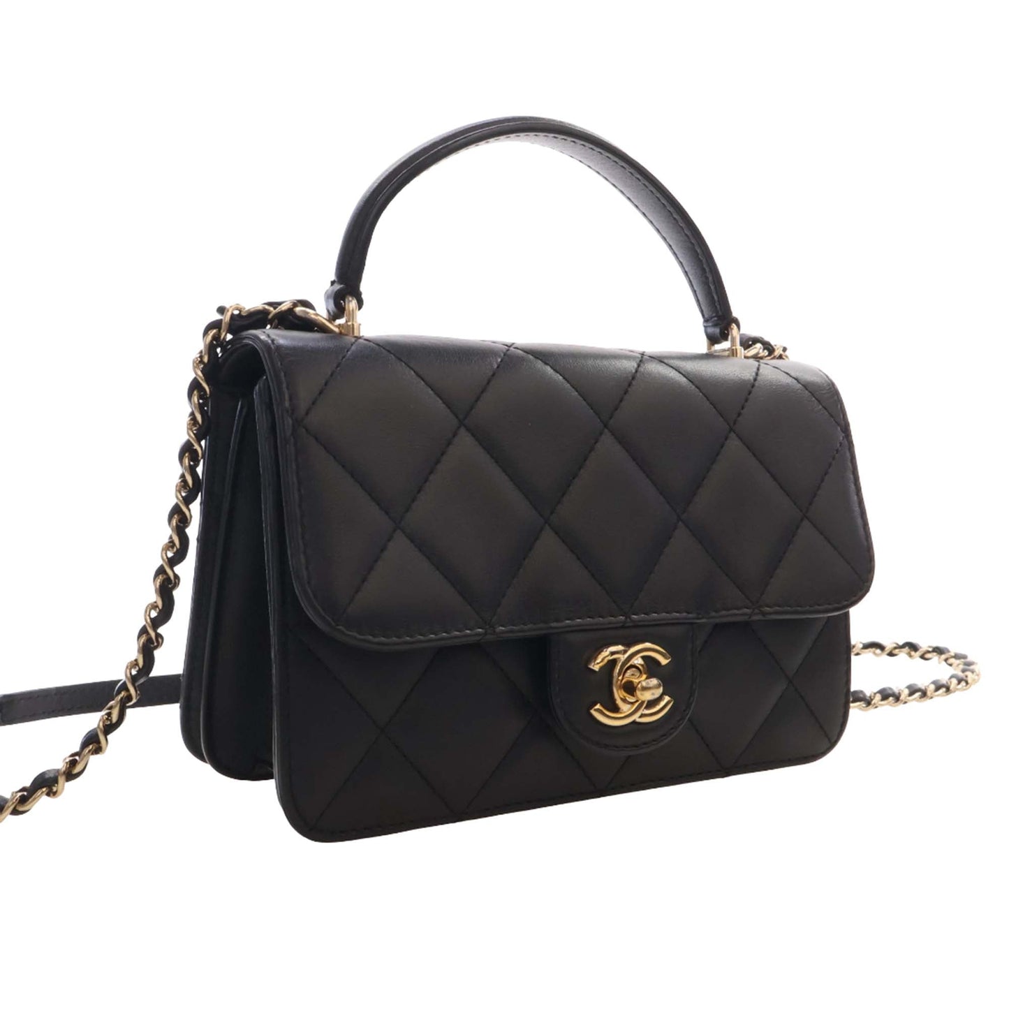 Chanel Mini Quilted Lambskin Top Handle Flap
