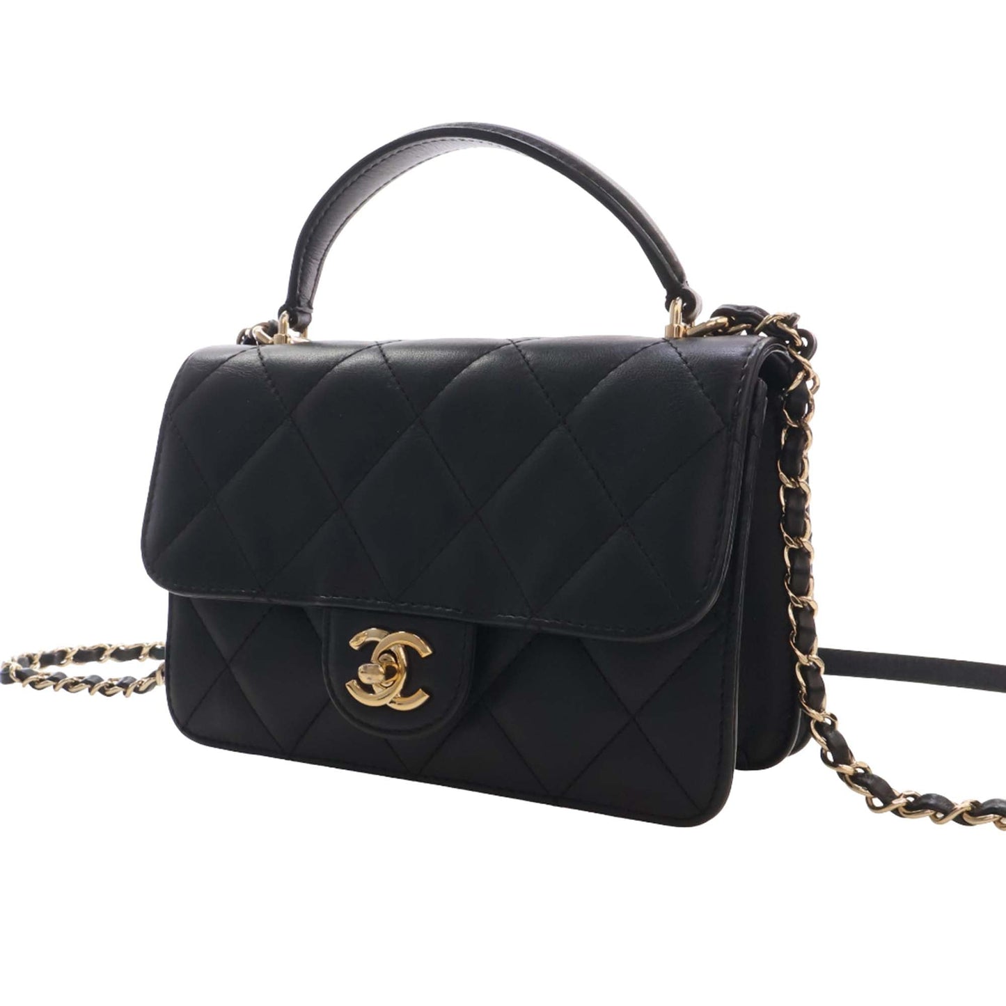 Chanel Mini Quilted Lambskin Top Handle Flap