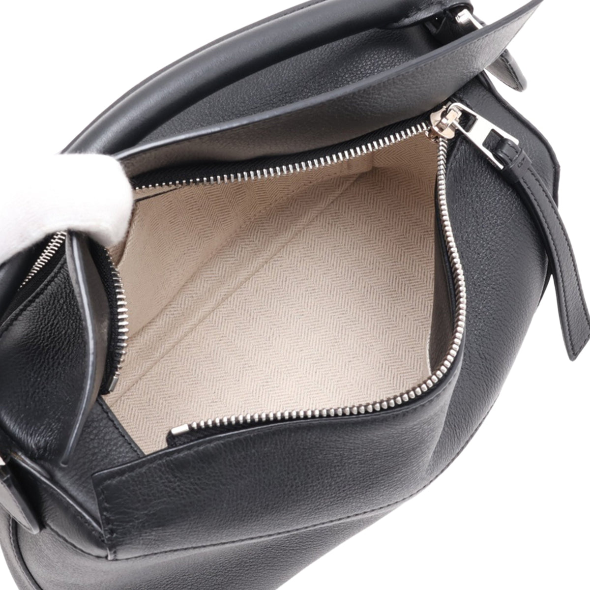 LOEWE Small Calfskin Puzzle Edge Satchel — Black