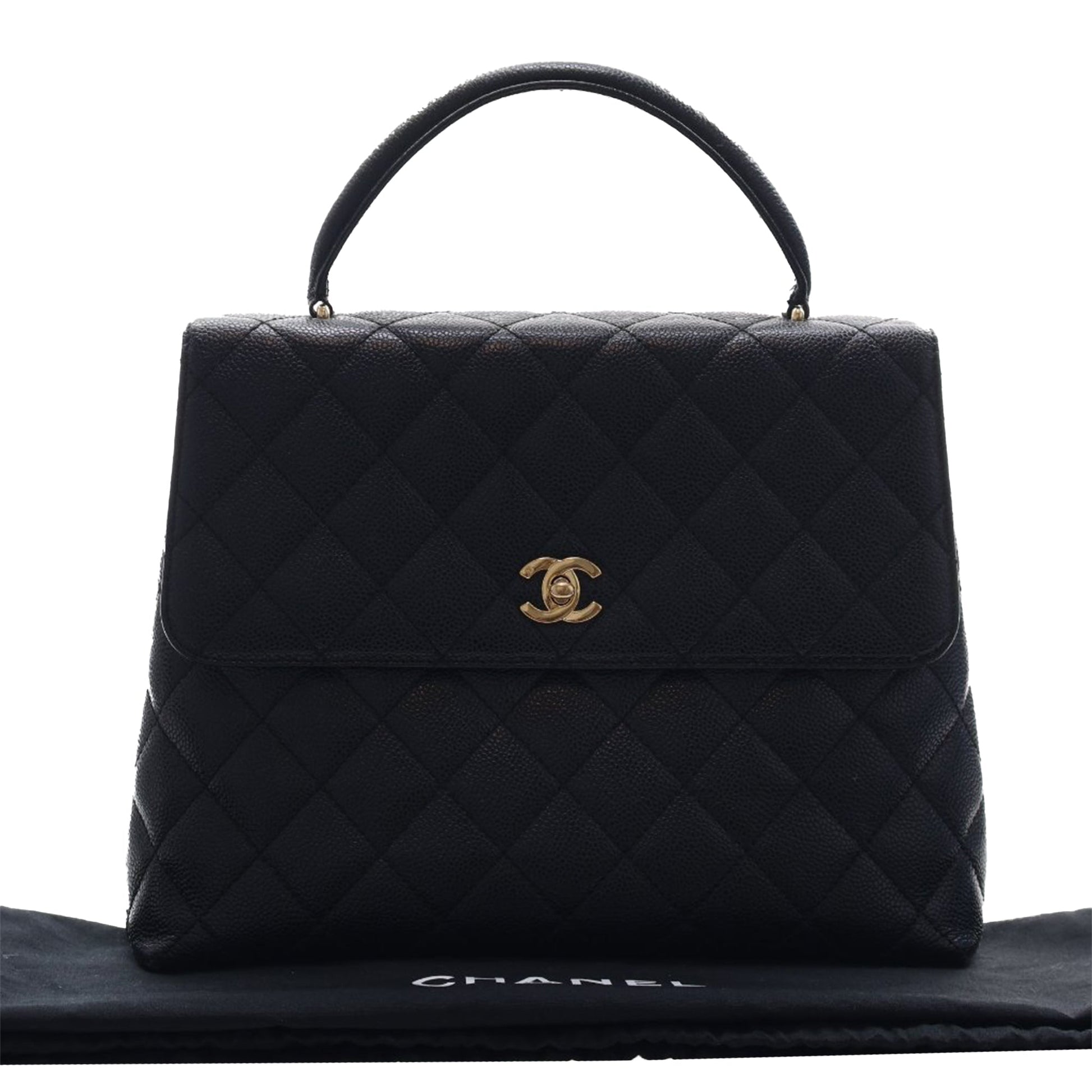 Chanel CC Quilted Caviar Kelly Top Handle Bag
