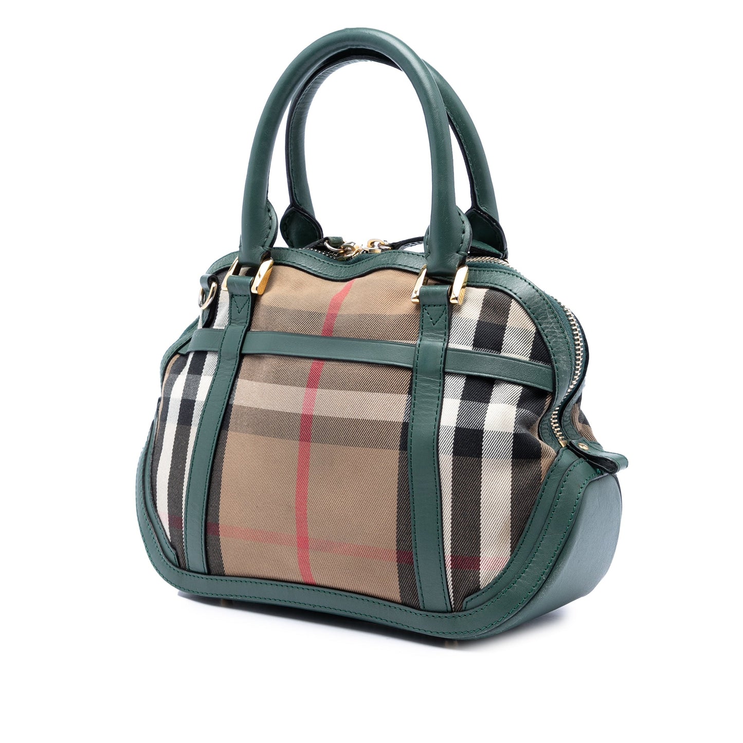 Burberry Small Leather Trimmed House Check Canvas Bridle Orchard Satchel