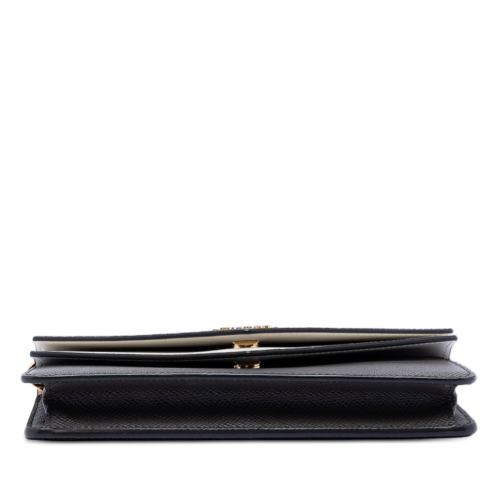 Prada Bicolor Saffiano Lux Envelope Double Flap Wallet on Chain
