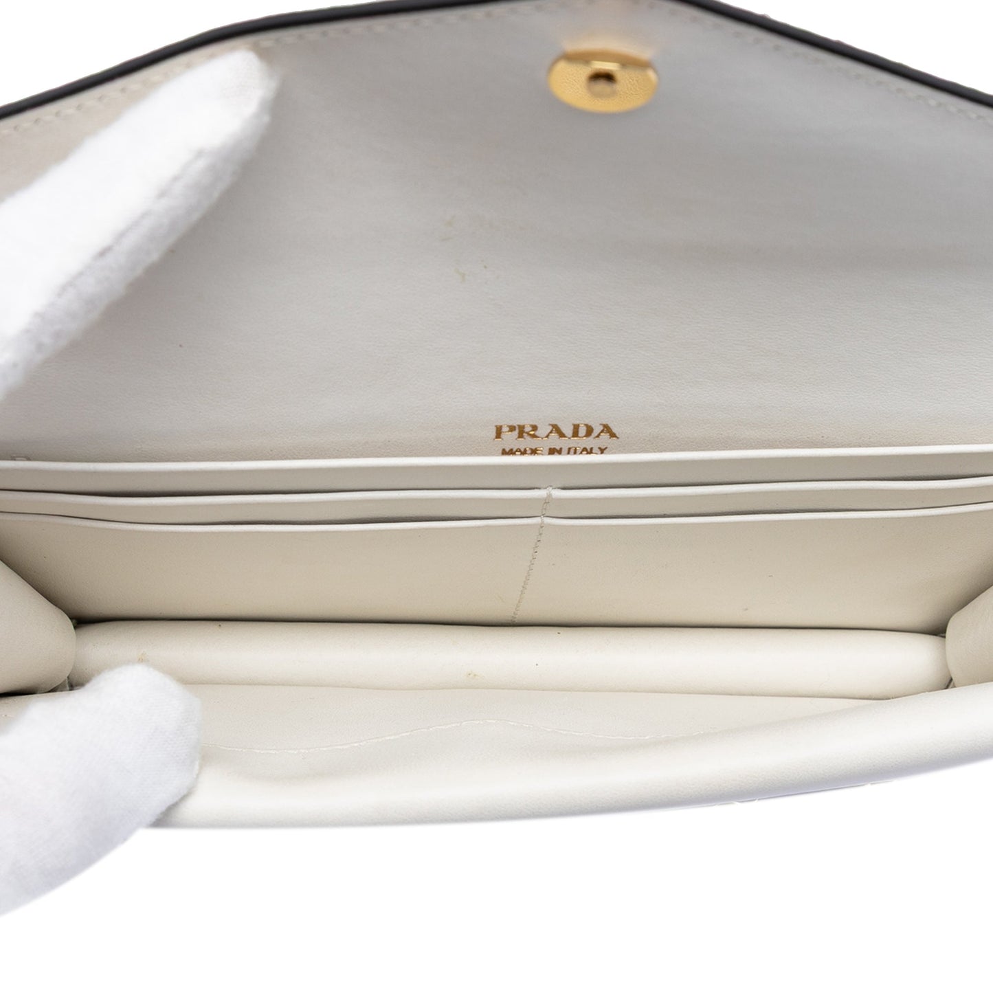 Prada Bicolor Saffiano Lux Envelope Double Flap Wallet on Chain