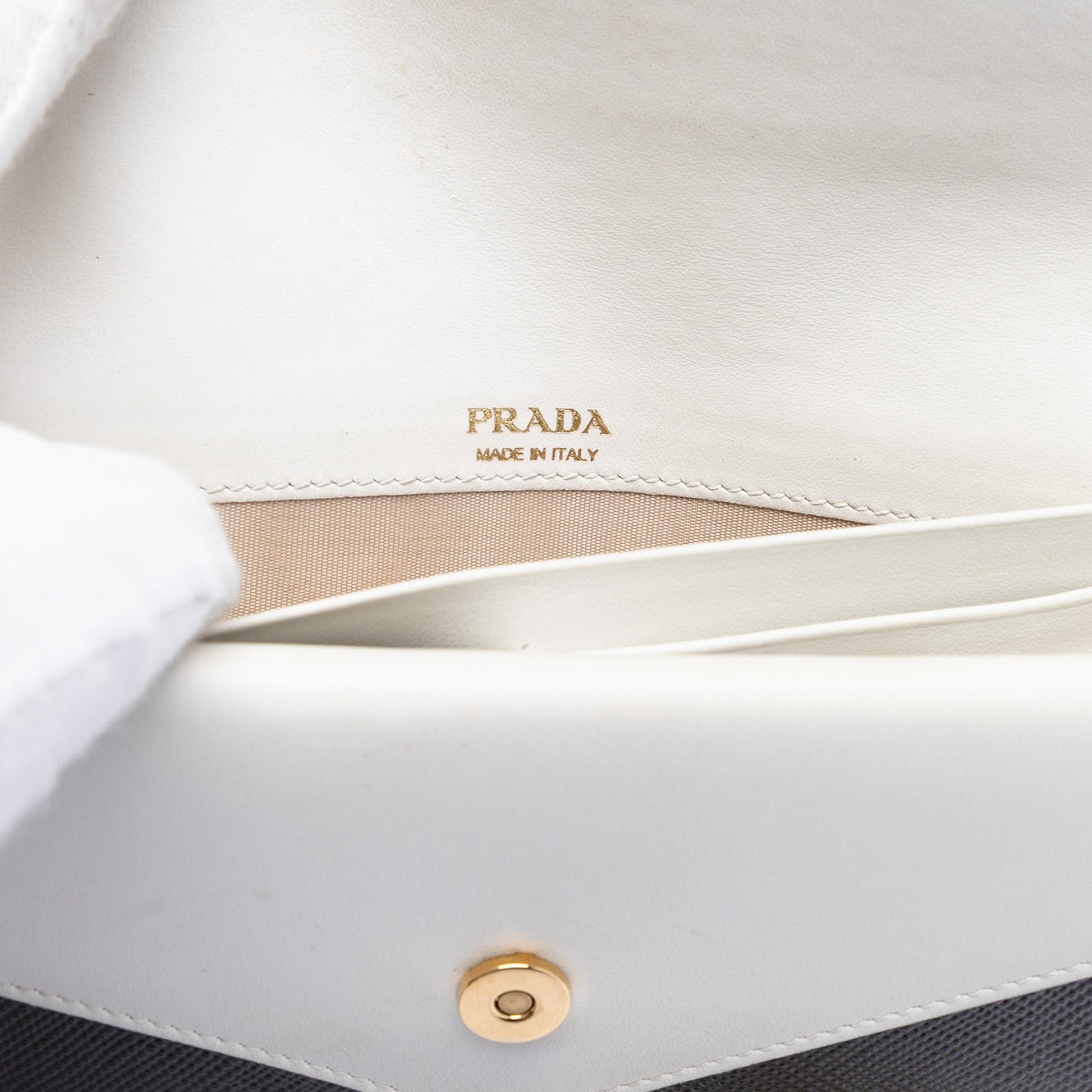 Prada Bicolor Saffiano Lux Envelope Double Flap Wallet on Chain
