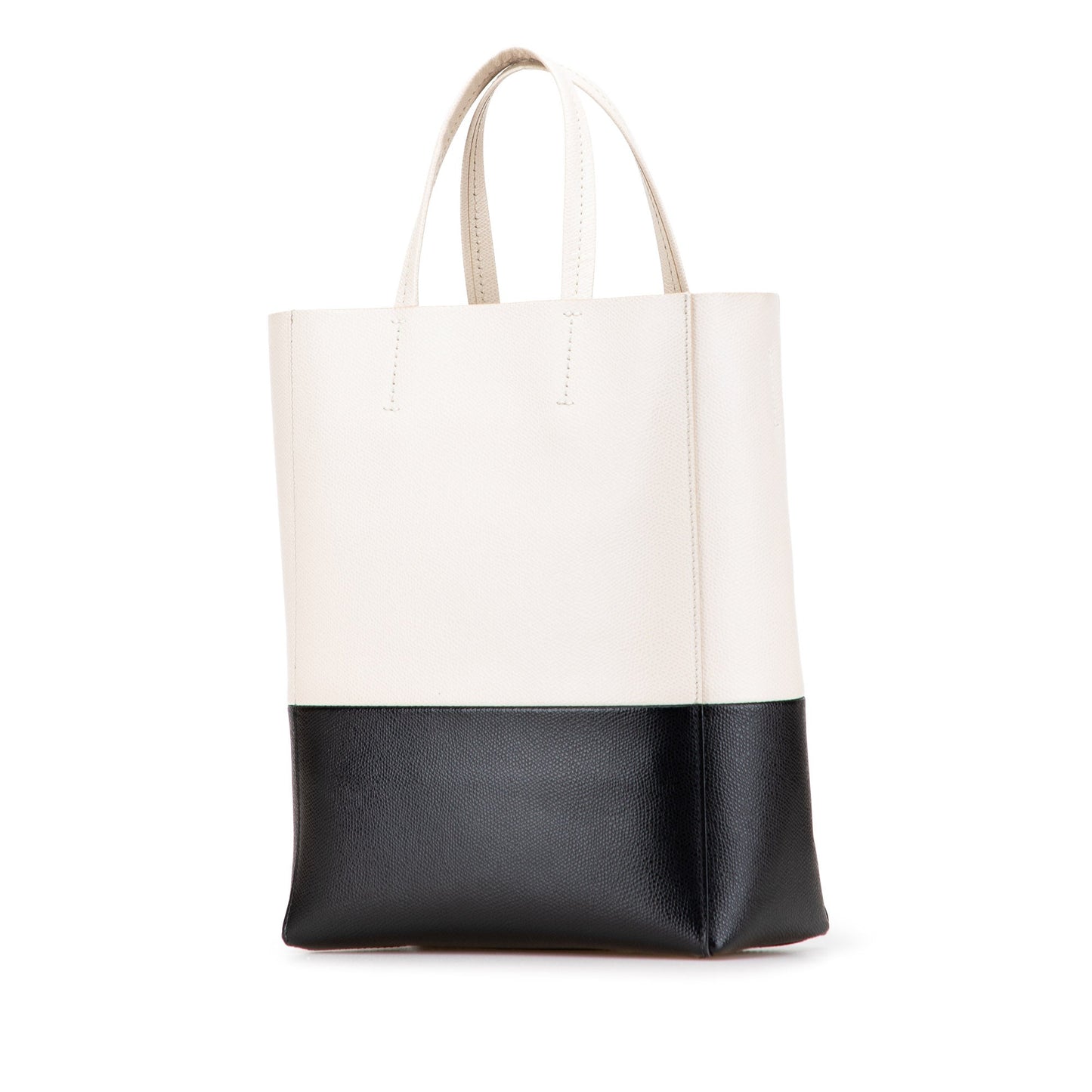 Small Bicolor Leather Vertical Cabas