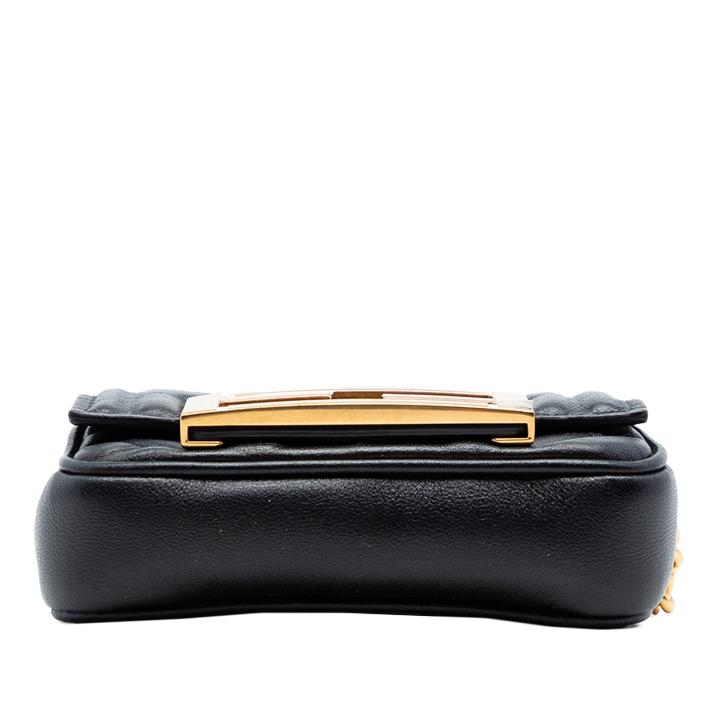 Fendi Nano Zucca Embossed Leather Baguette Chain Bag