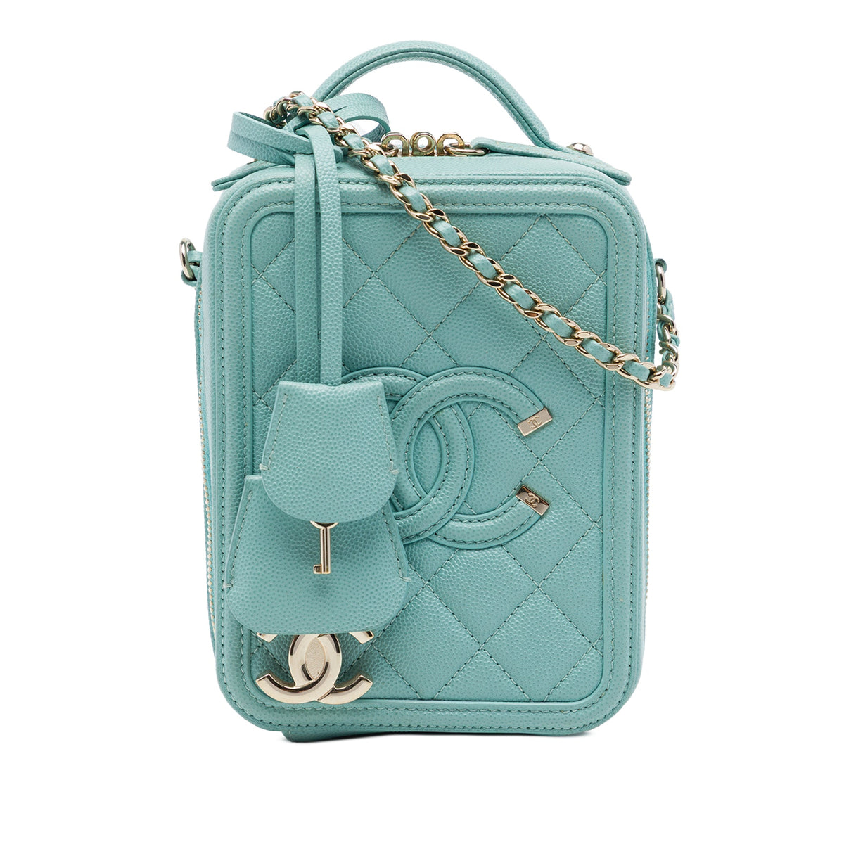 Chanel Caviar CC Filigree Vertical Vanity Case