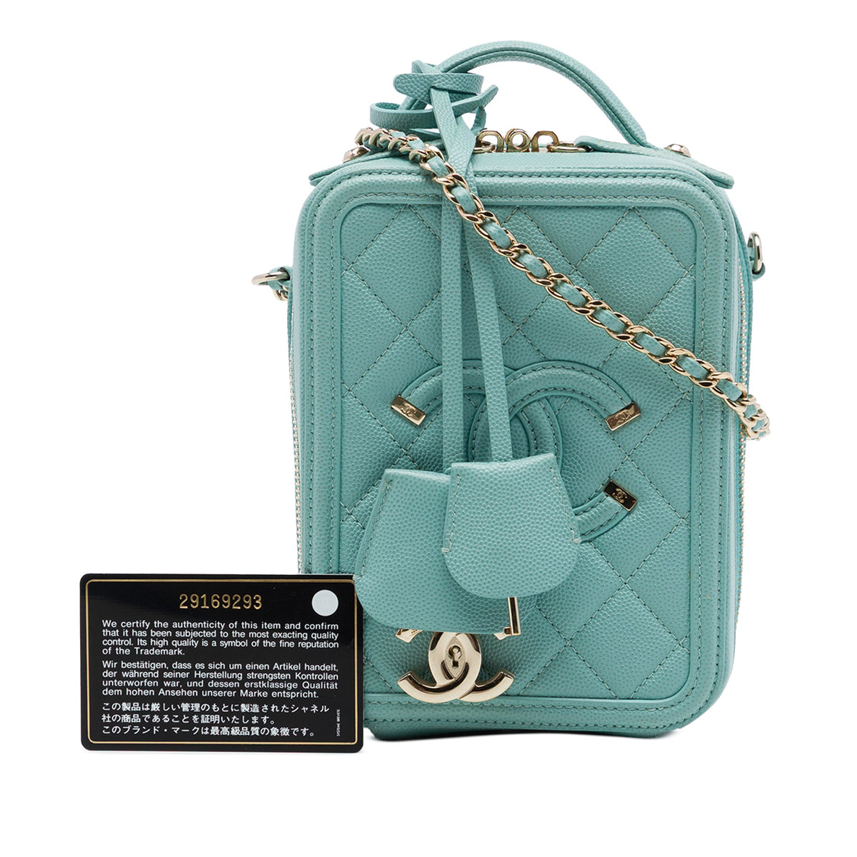 Chanel Caviar CC Filigree Vertical Vanity Case