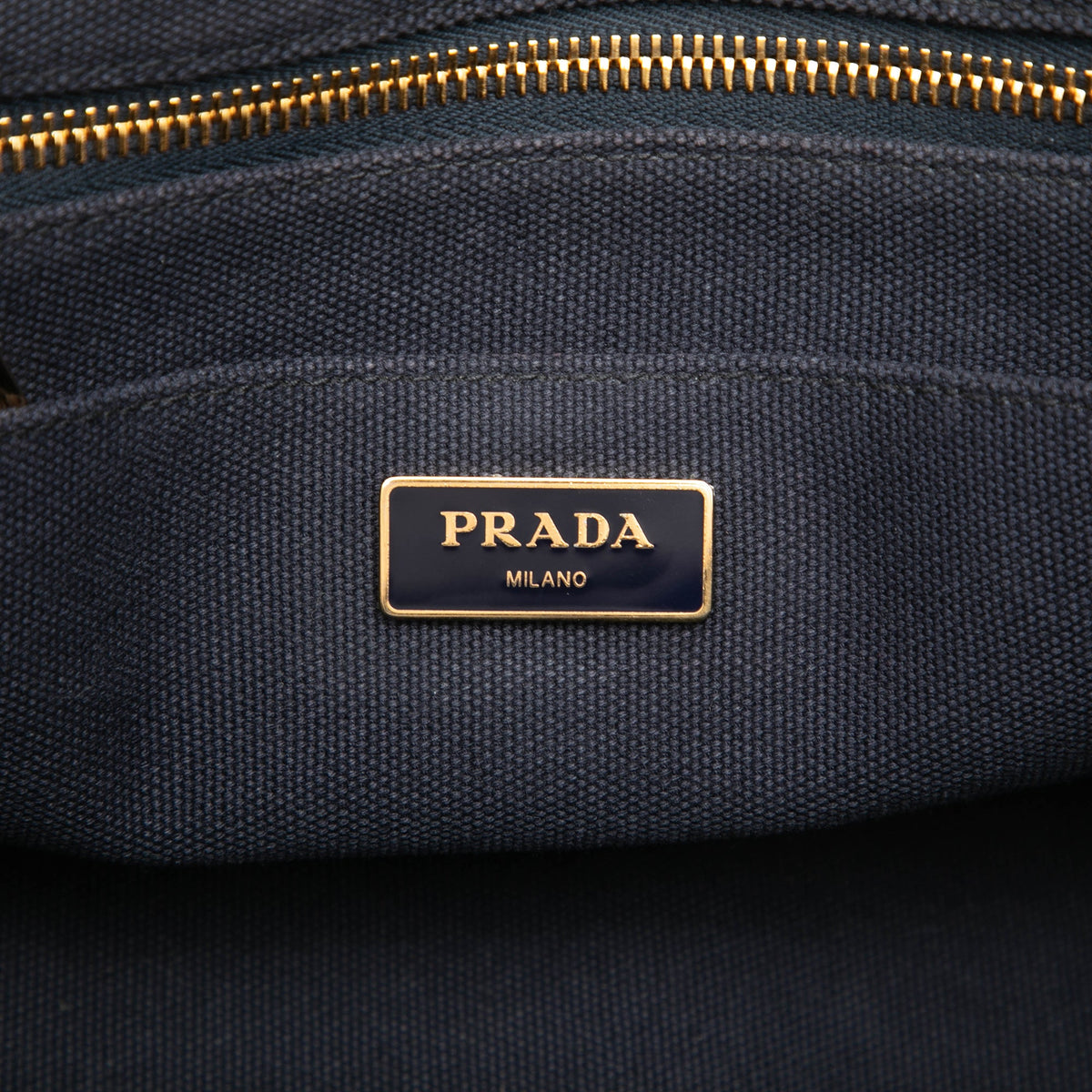 Prada Small Canvas Canapa Logo Tote — Blue