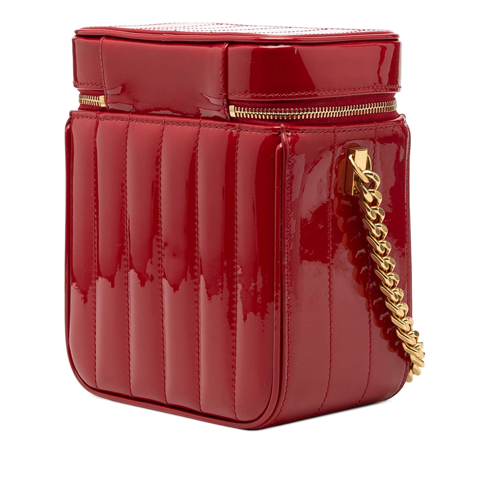 Saint Laurent Matelasse Patent Monogram Vicky Vanity Bag