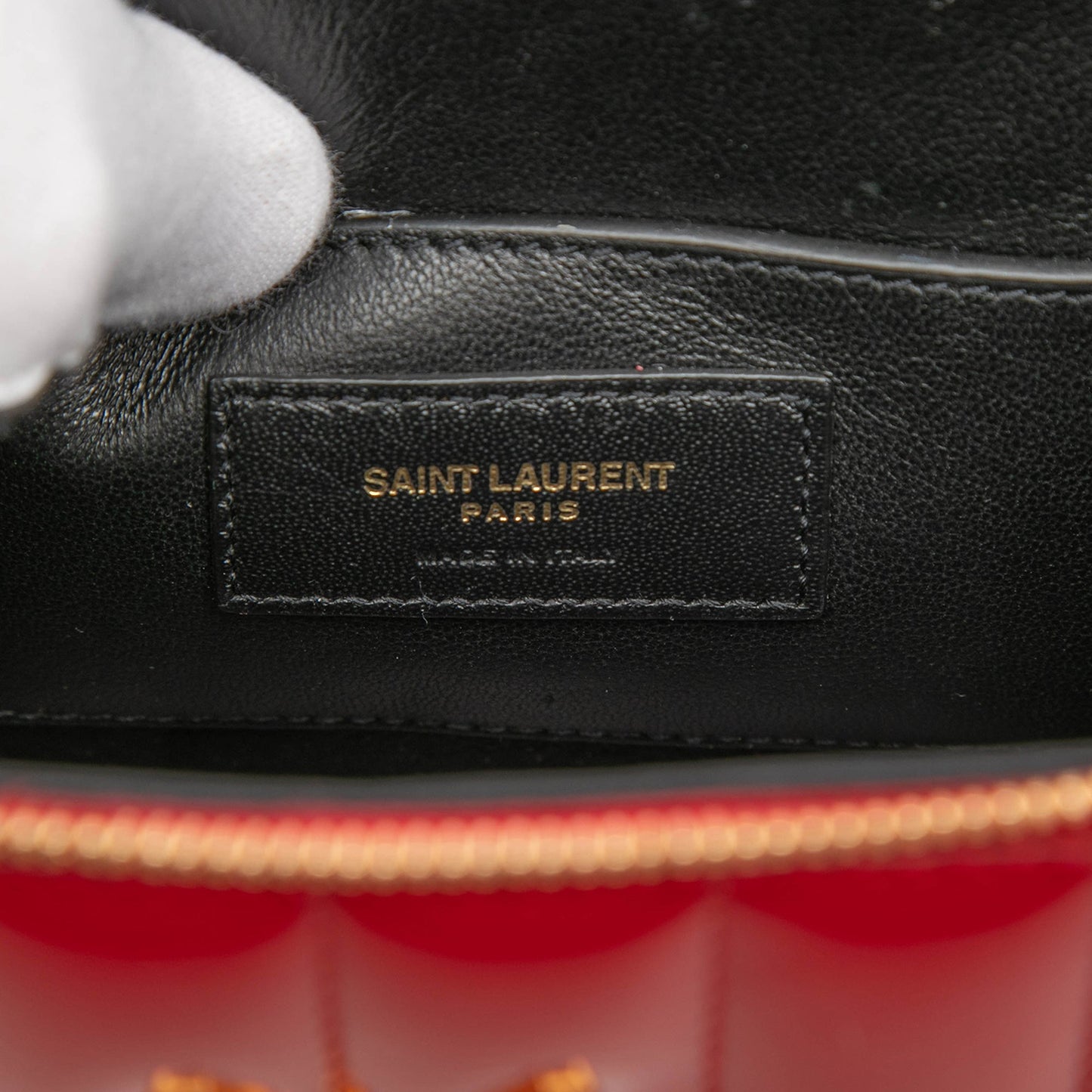 Saint Laurent Matelasse Patent Monogram Vicky Vanity Bag