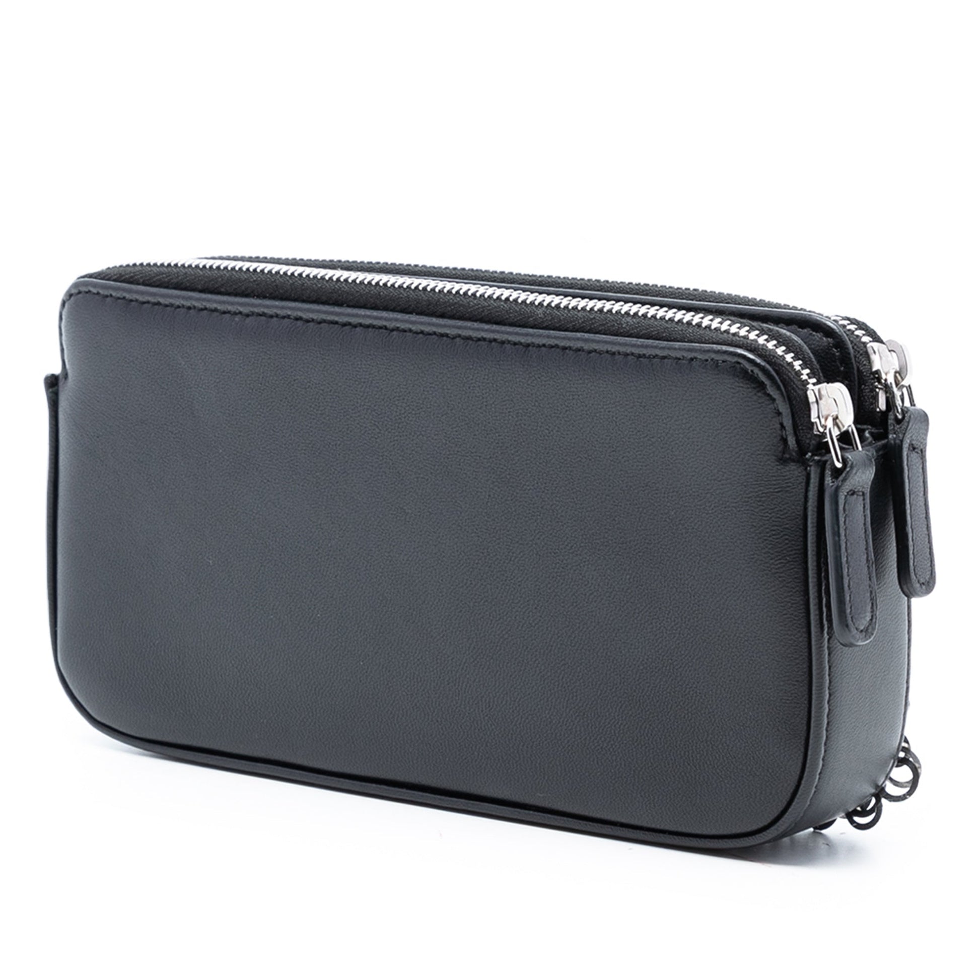 Chanel CC Calfskin and Sequin Double Zip Wallet on Chain