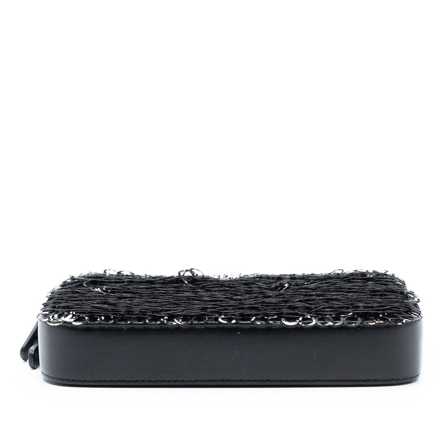 Chanel CC Calfskin and Sequin Double Zip Wallet on Chain