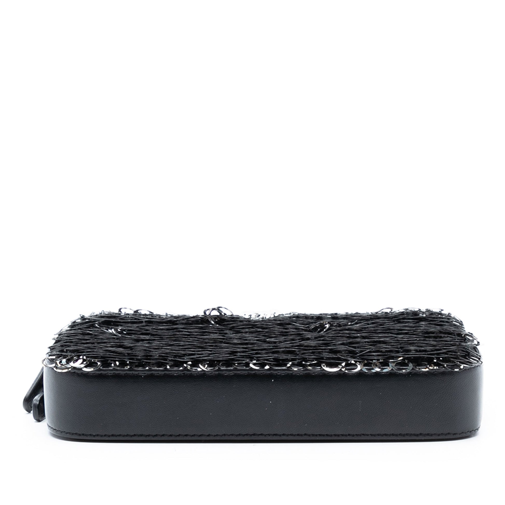 Chanel CC Calfskin and Sequin Double Zip Wallet on Chain