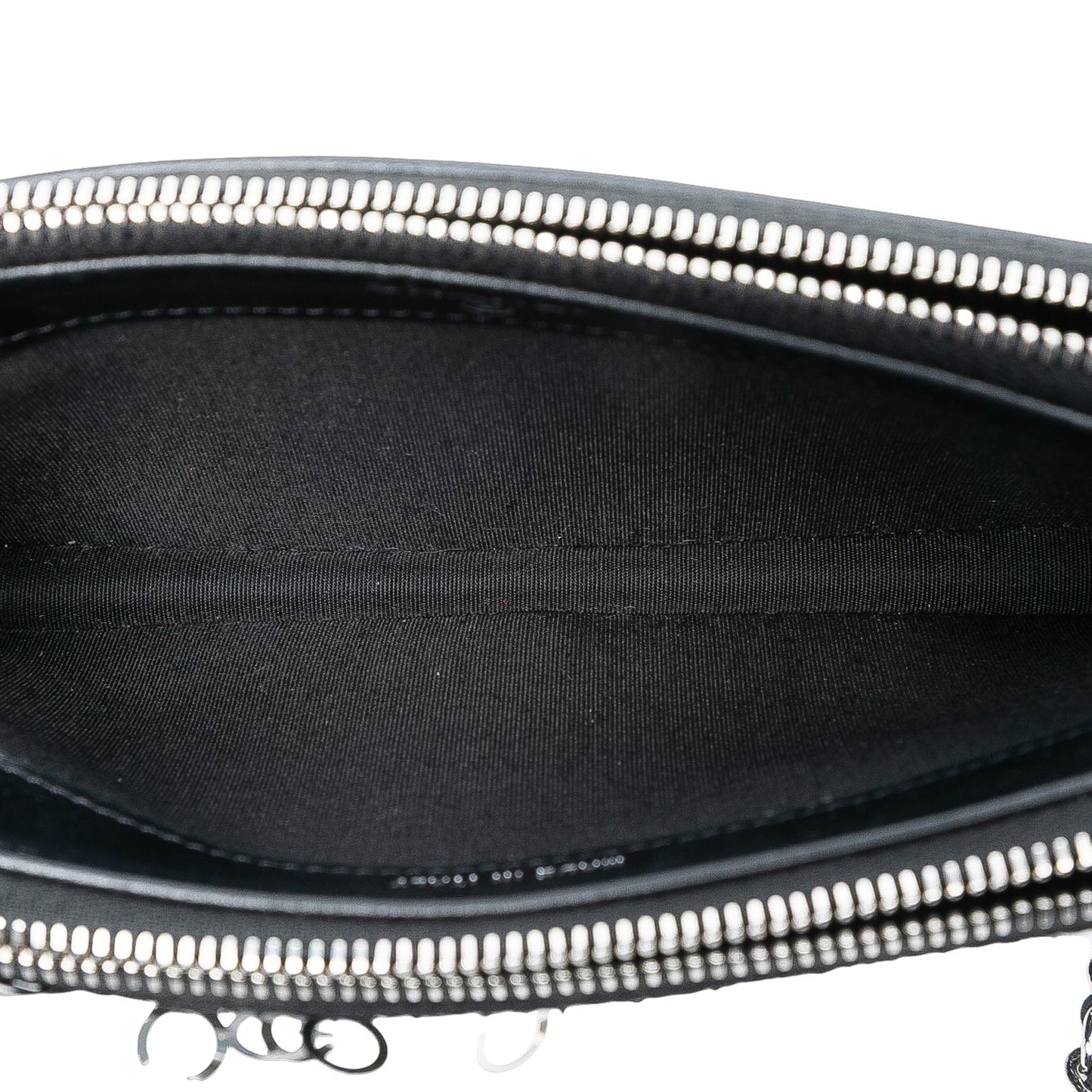 Chanel CC Calfskin and Sequin Double Zip Wallet on Chain