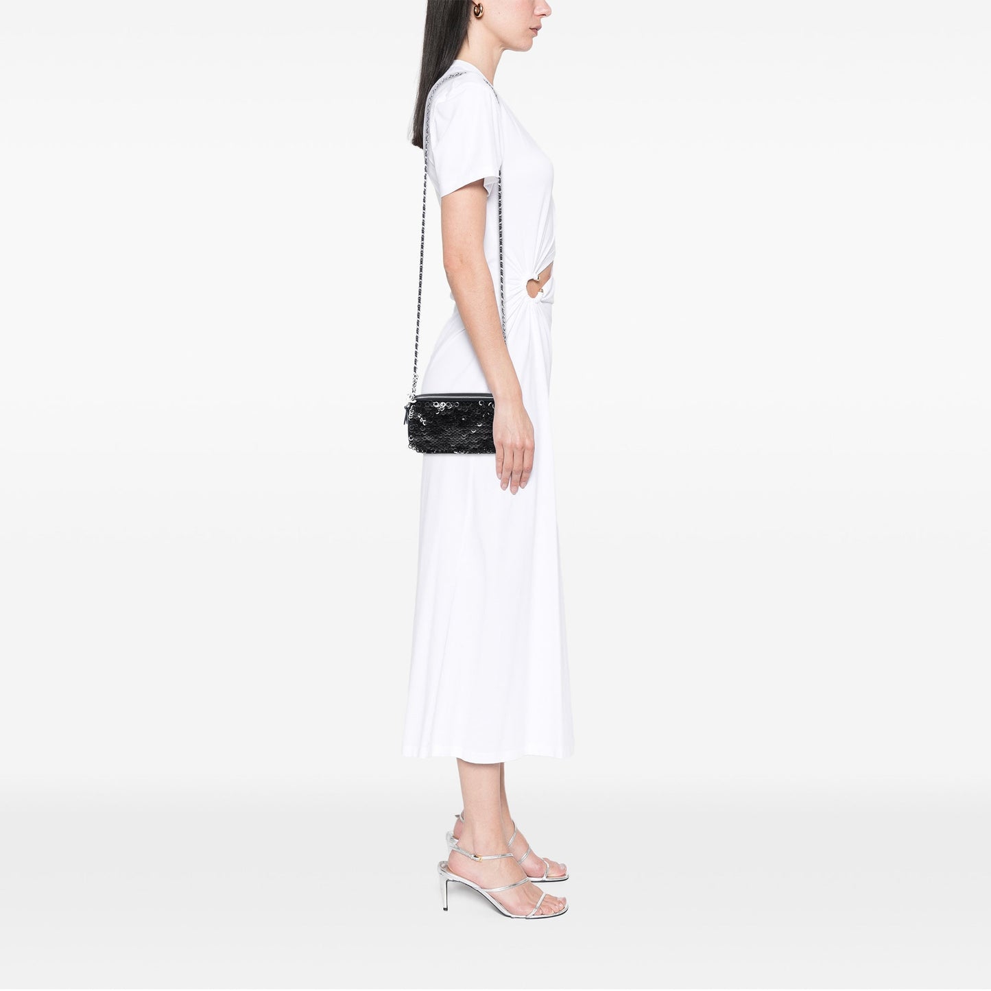 Chanel CC Calfskin and Sequin Double Zip Wallet on Chain