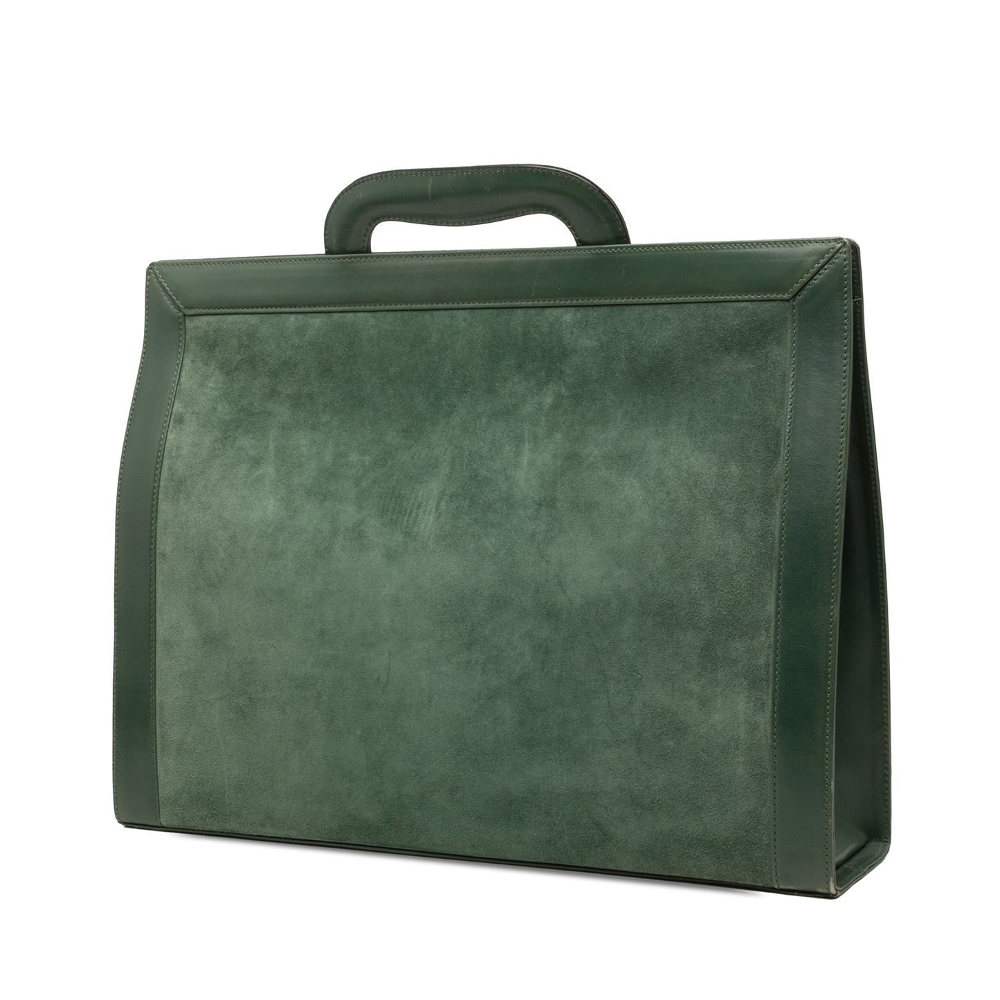 Ferragamo Suede and Leather Gancini Briefcase